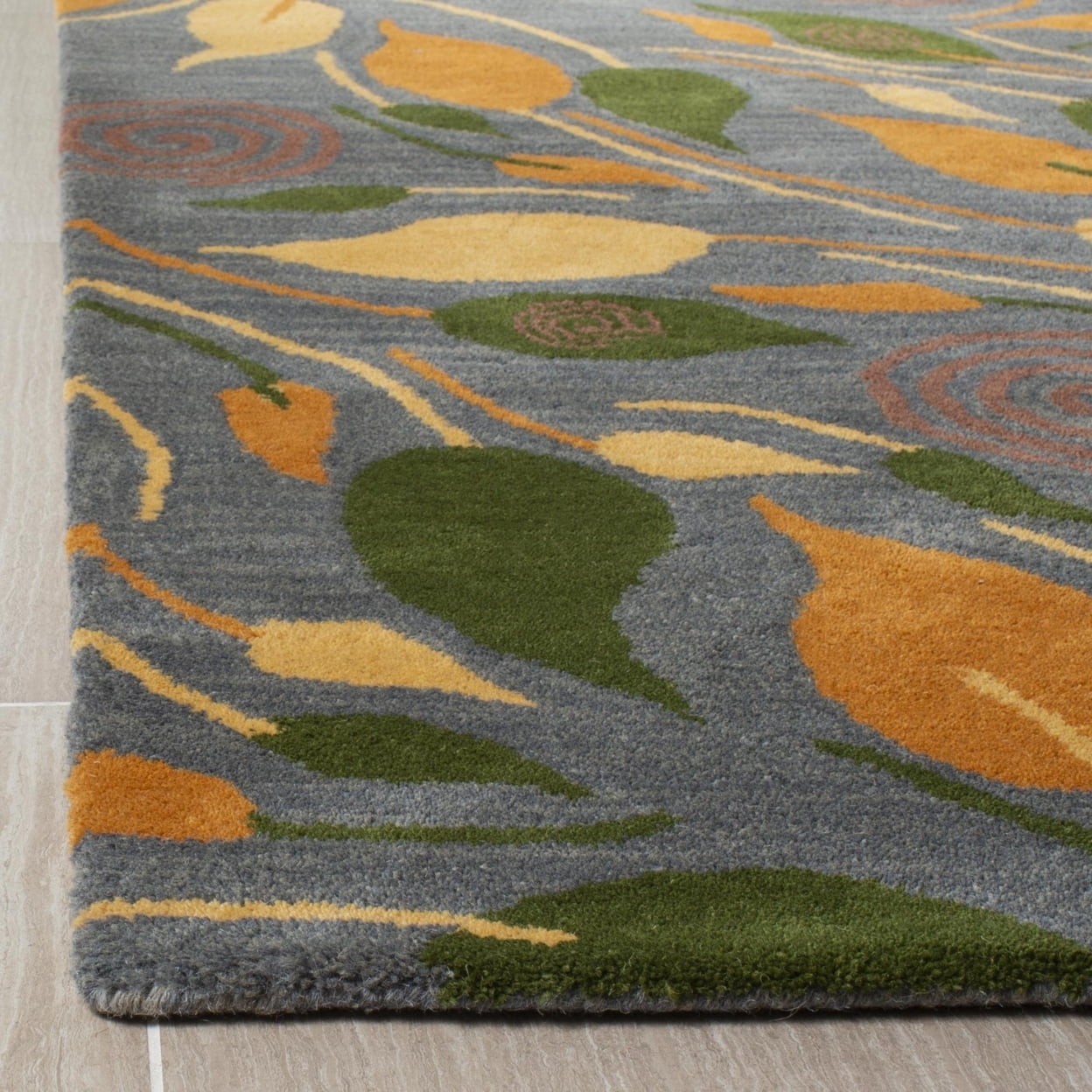 SAFAVIEH Soho Cantor Abstract Wool Area Rug, Grey/Multi, 3'6" x 5'6" - Image 4