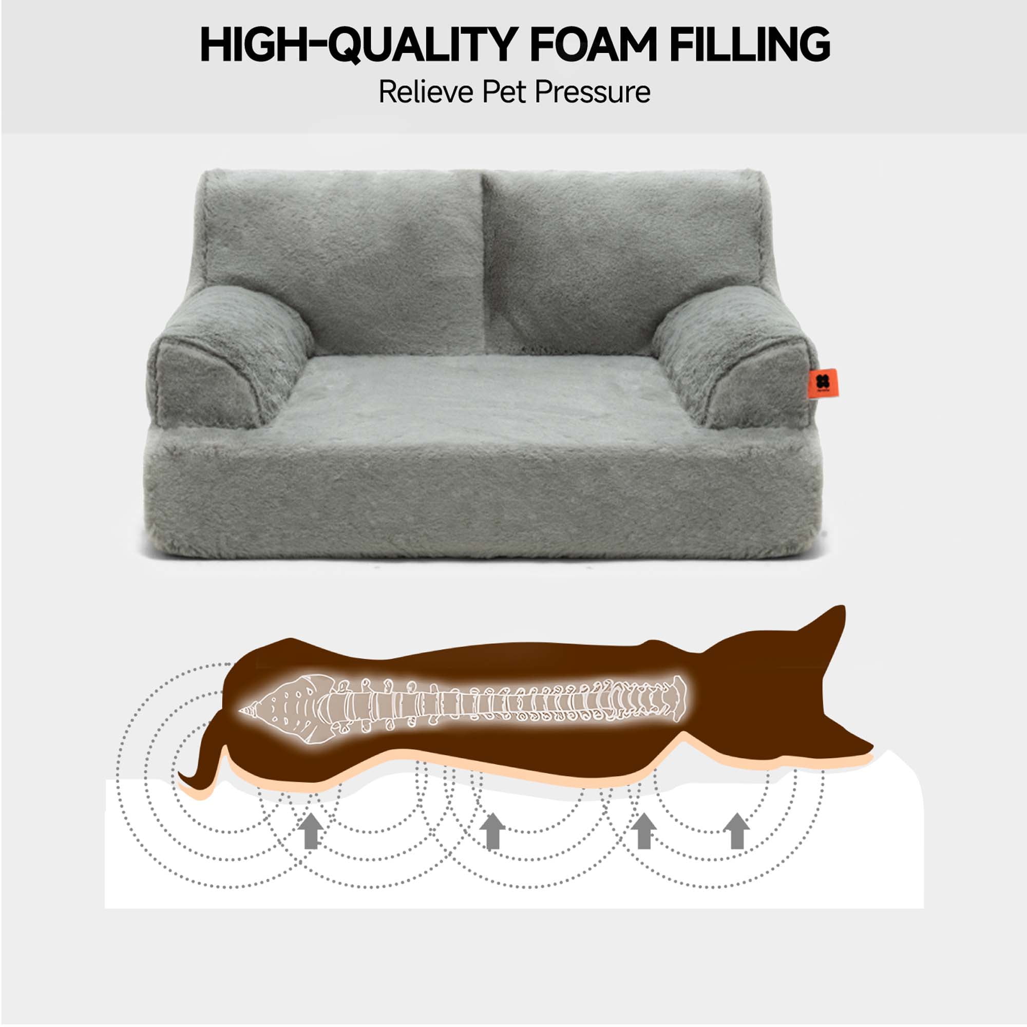 Mewoofun Cat Bed Dog Couch Cozy Soft Plush Fluffy Warm Pet Sofa for Small Medium Cats Dogs,Gray - Image 6