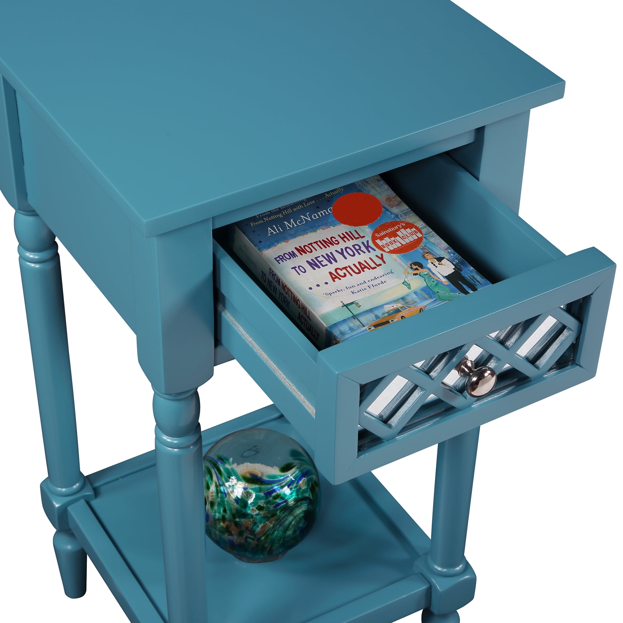 Convenience Concepts French Country Khloe Deluxe 1 Drawer Accent Table with Shelf, Blue - Image 6