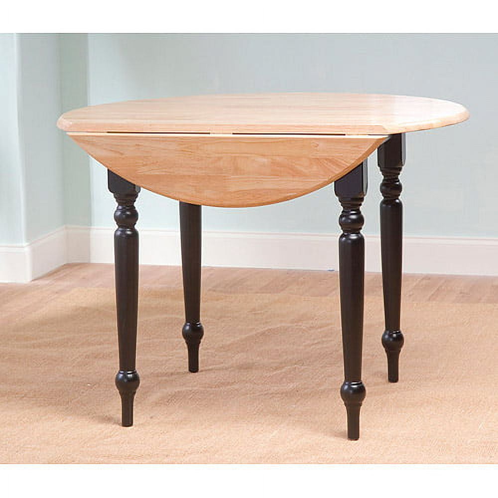 Virginia Round Drop Leaf 5 Piece Dining Set, Black and Natural - Image 2