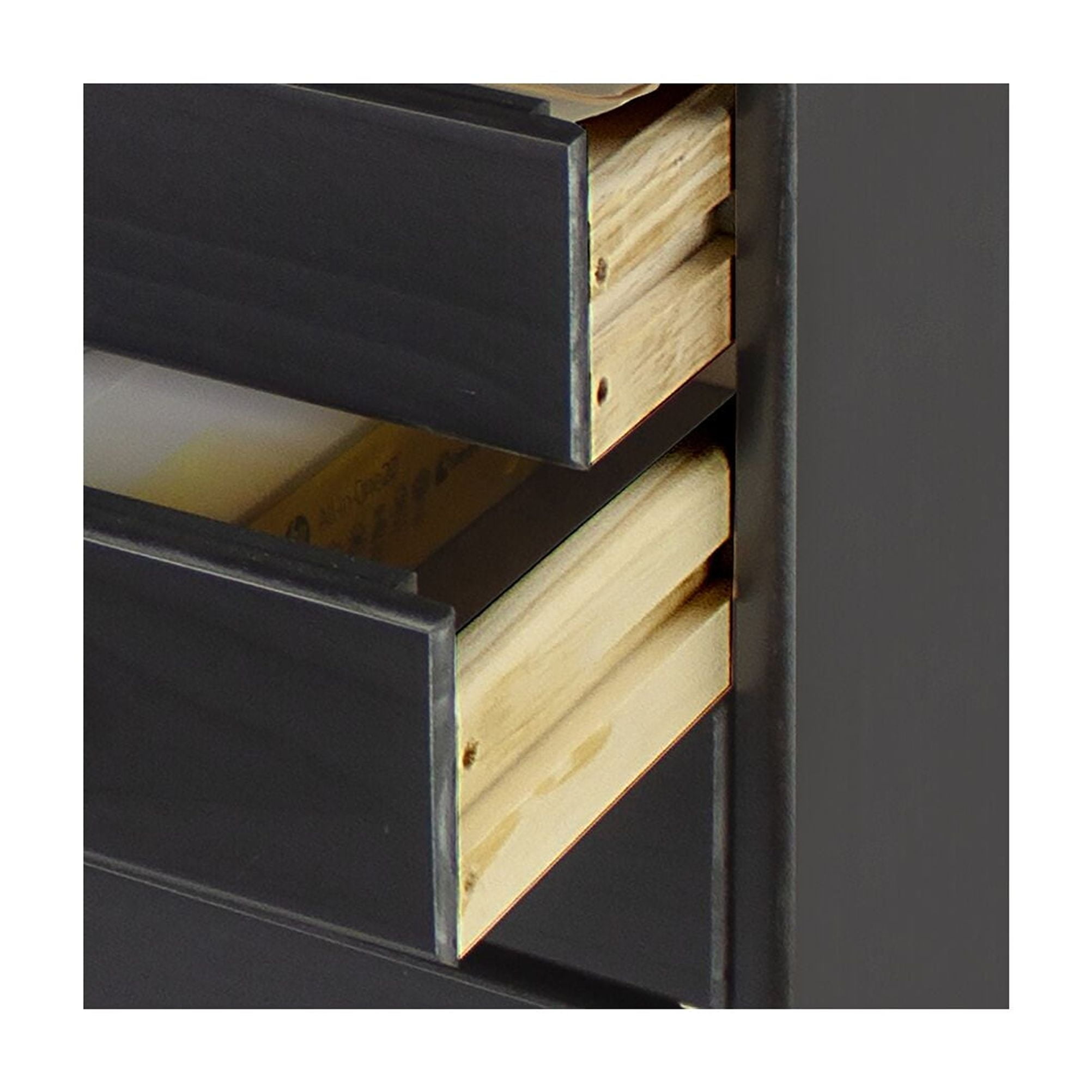 Jela Solid Wood 7 Drawer Gate Leg Roll Cart Desk in Black - Image 4