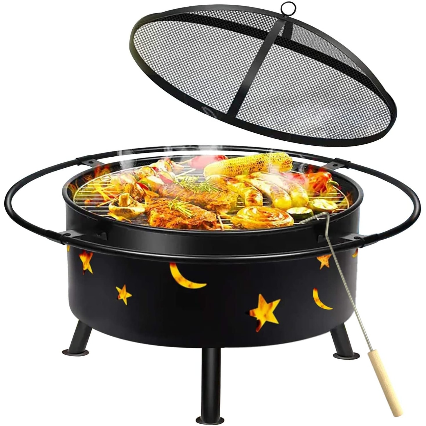 Westin Outdoor 3006102 Star & Moon Steel Wood Burning Round Fire Pit - Image 2