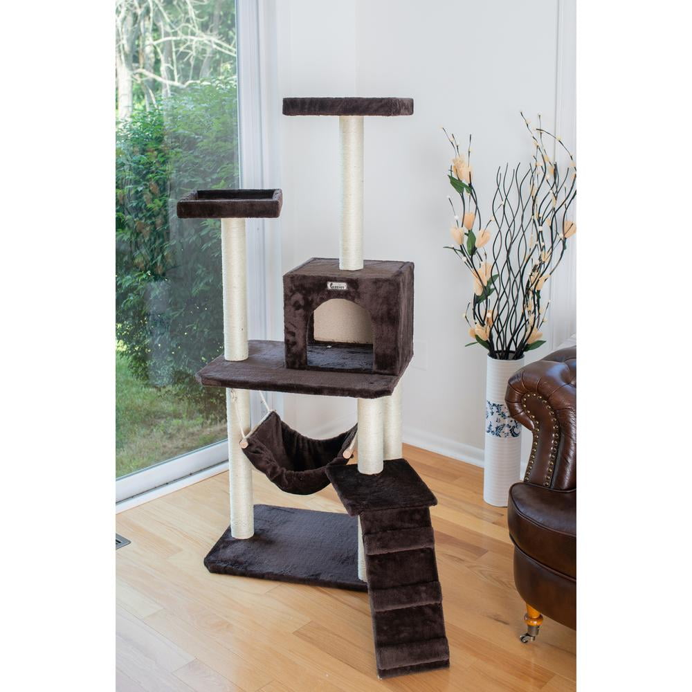 GleePet 57" Cat Tree GP78570923 Coffee Brown W Ramp - Image 8