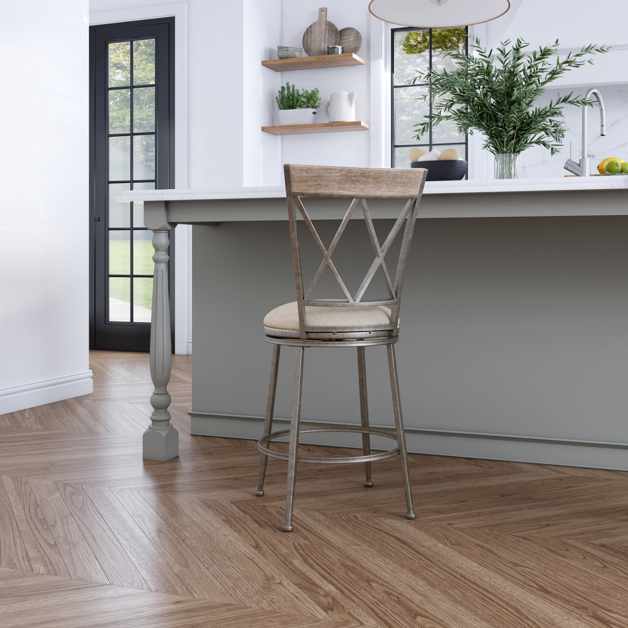 Hillsdale Furniture Stewart Metal Counter Height Swivel Stool, Aged Pewter - Image 12