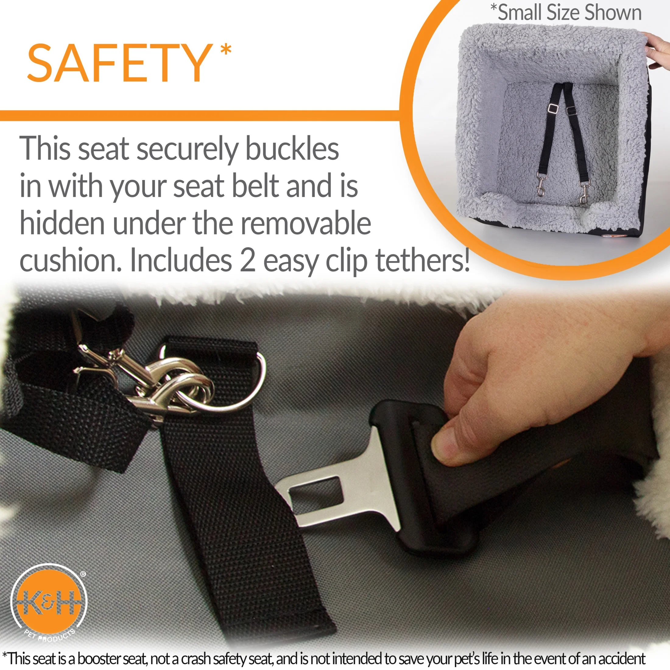K&H Pet Products Bucket Booster Pet Seat Rectangle Knockdown Black/Gray Small - Image 4