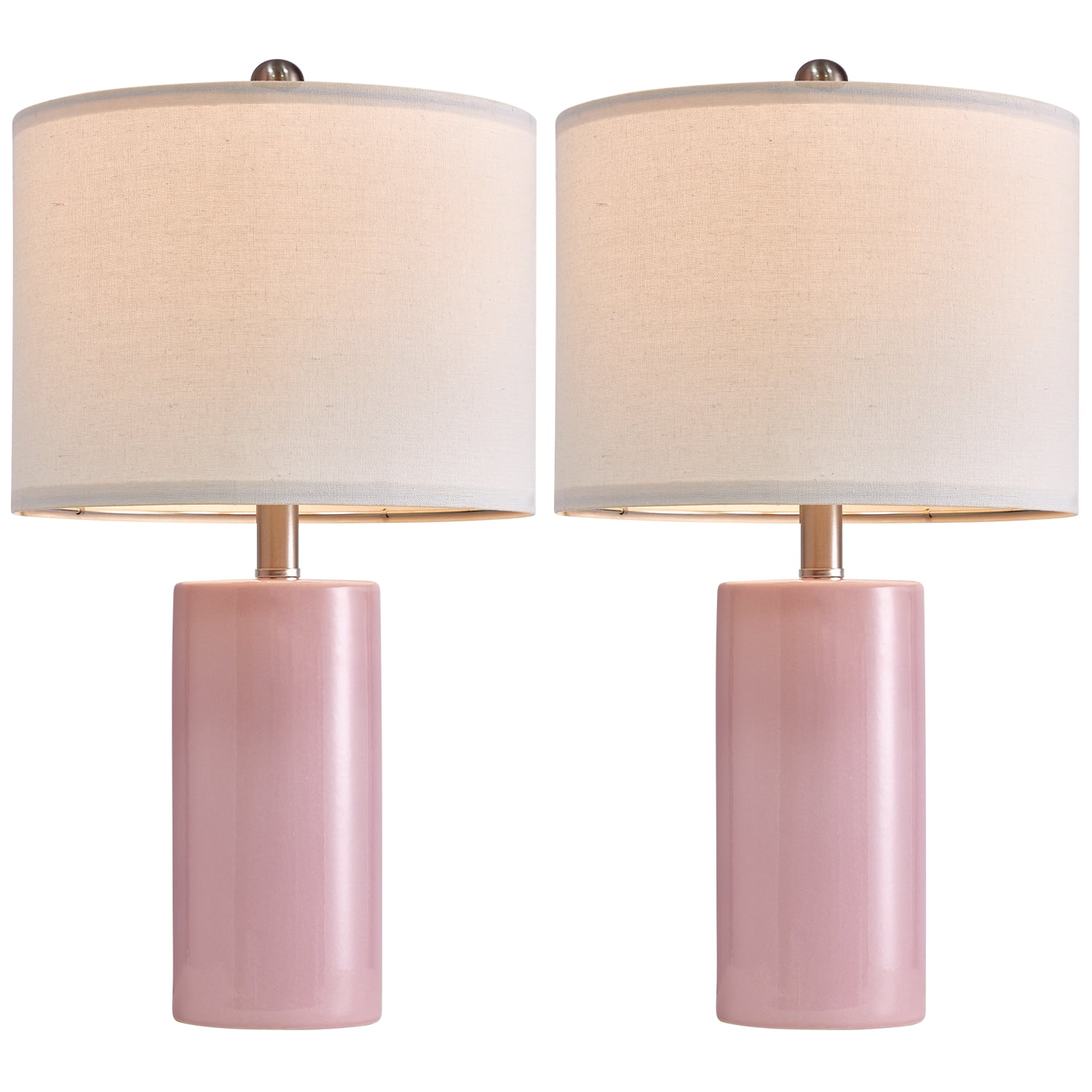 Oneach Ceramic Pink Table Lamps Set of 2 for Living Room Bedroom 22" Modern Bedside Nightstand Lamp - Image 7