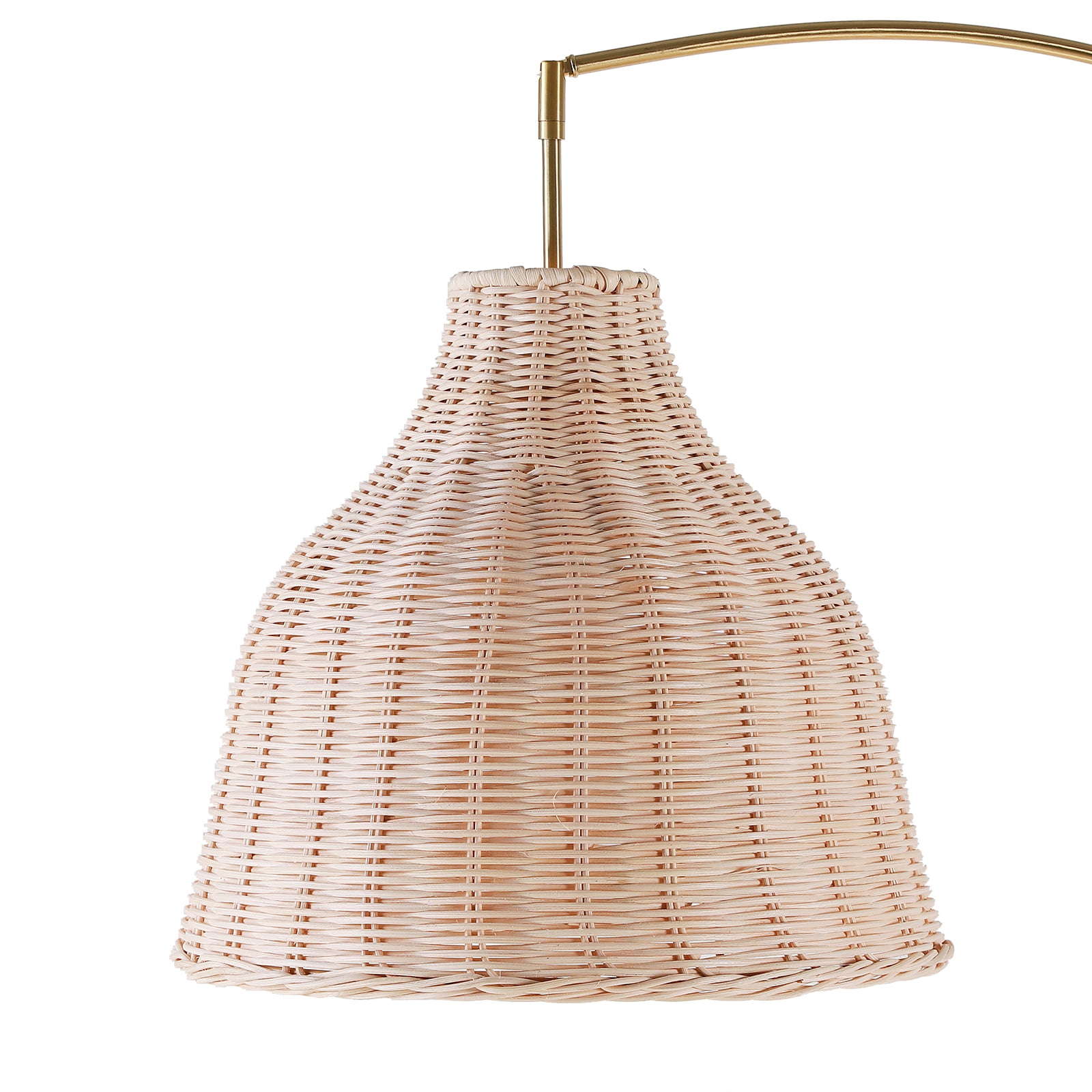 SUNMORY 72 inch Arched Rattan Floor Lamp, Fabric Retro Boho Farmhouse Rustic Standing Lamp for Living Room, Bedroom, Office, 9W & Foot Switch & 3 Color Temperature, Gold - Image 6