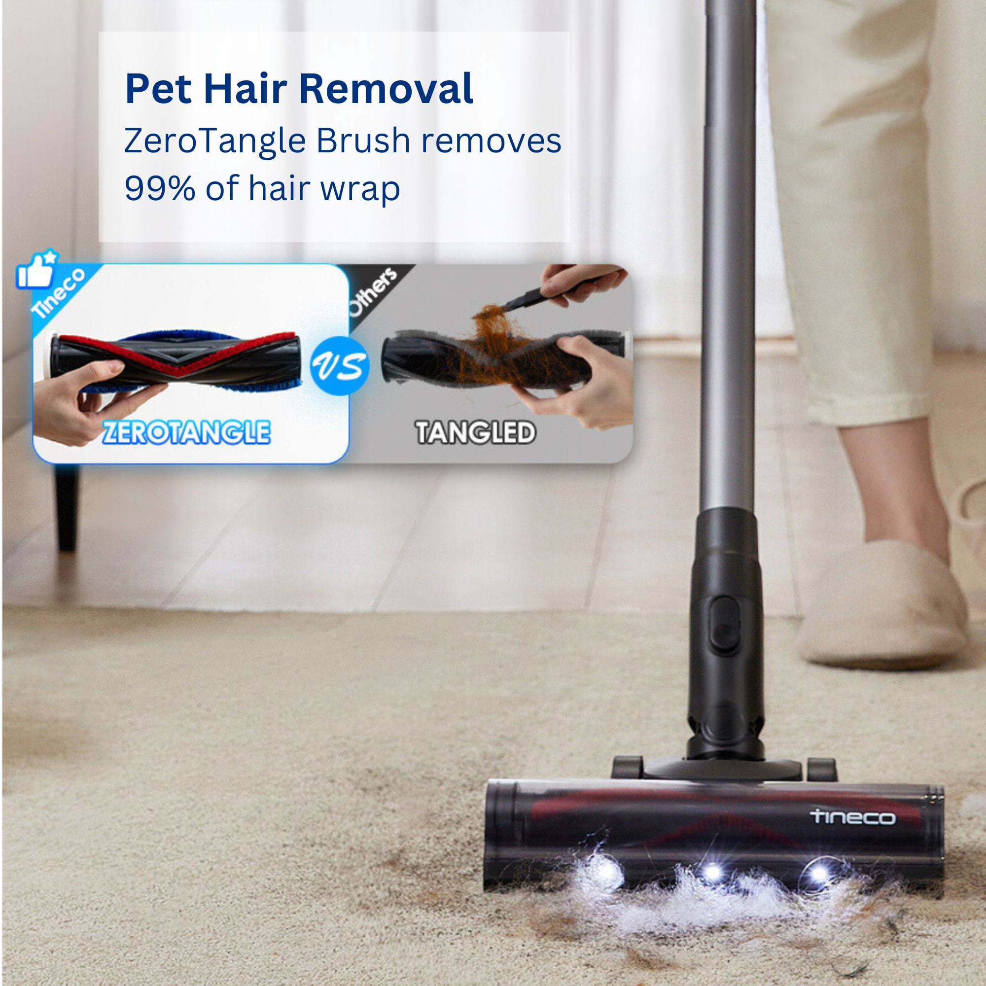 Tineco GO PET Cordless Vacuum with ZeroTangle Brush, 60 min Runtime, 1L Dustbin (GO303) - Image 7