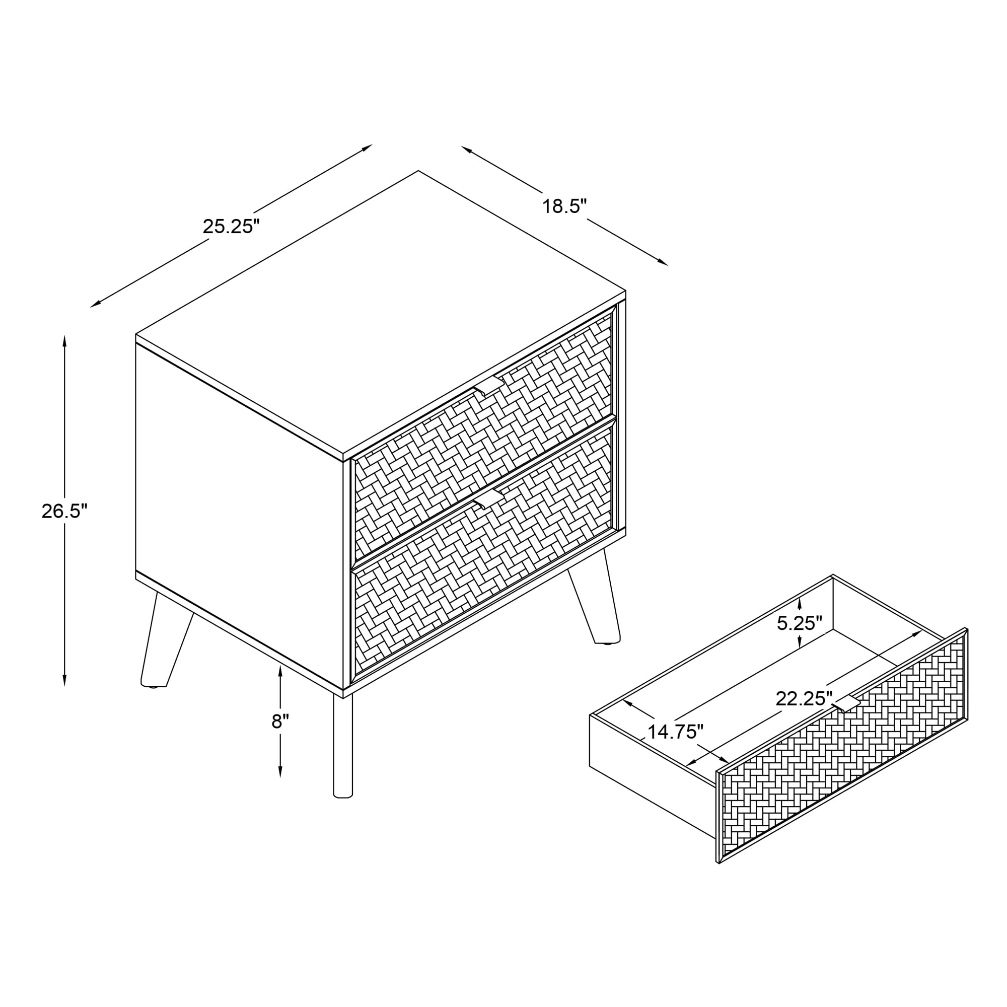 Powell Beelner 2-Drawer Nightstand, Natural Cane - Image 10