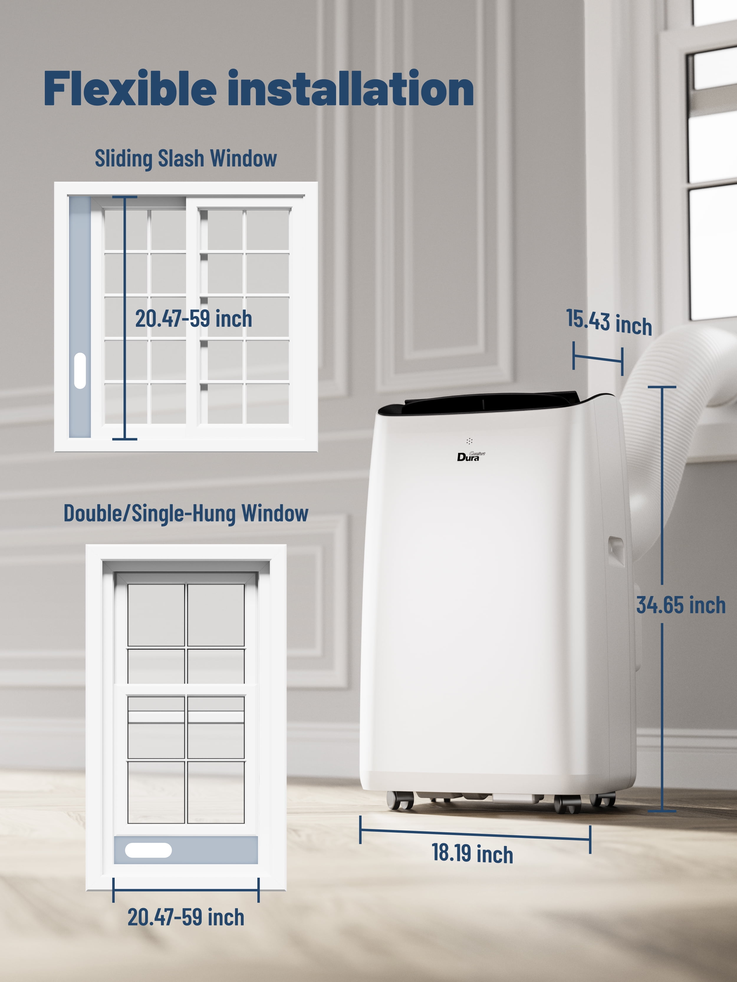 DuraComfort Portable Air Conditioners for Room, 8150BTU(12000 BTU Ashrae) Smart WiFi, Built-in Cool, Dehumidifier, Fan - Image 6