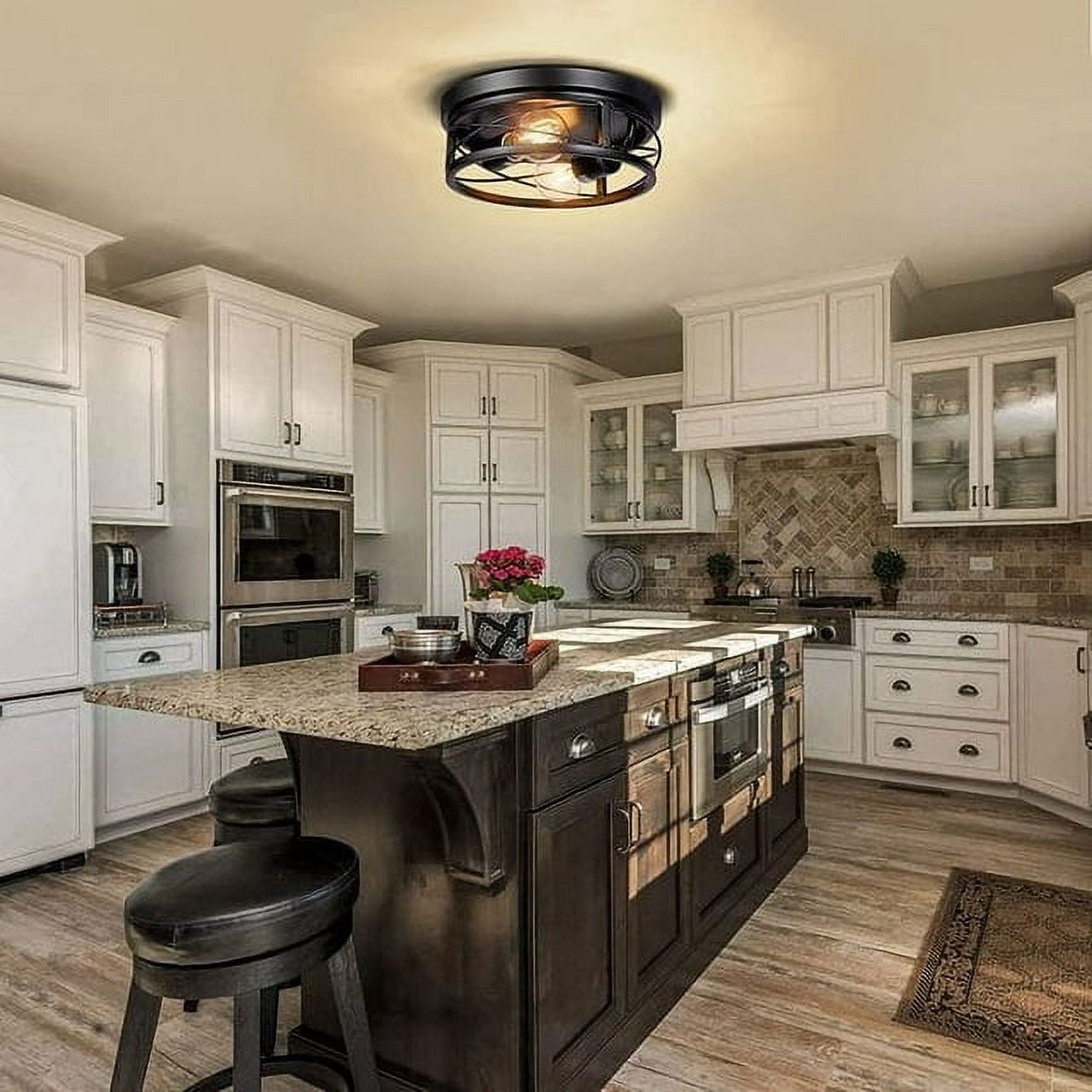 Flush Mount Ceiling Light Fixtures with 2 Bulbs Farmhouse Flush Mount Ceiling Light 2-Light Ceiling Lamps for Kitchen Bedrooms Foyer Hallways - Image 3