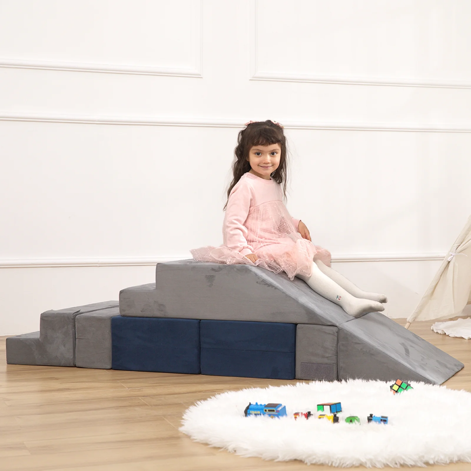 STAHMFOVER Play Couch Sofa for Kids Tunnel Climber Fold Out Sofa Convertible Playset - Image 7