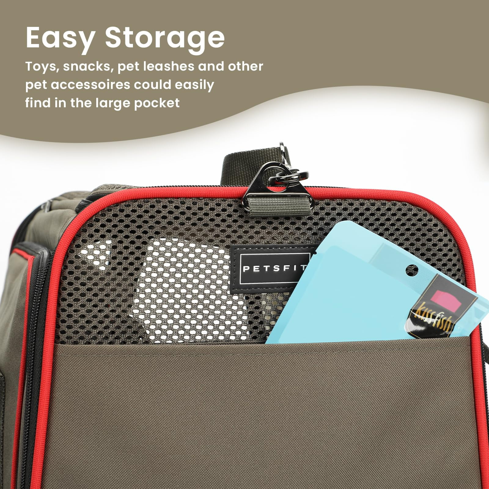 Petsfit 17" x 11" x 11" Expandable Cat Carrier, Collapsible Portable Soft-Sided Pet Carrier ,TSA Airline Approved,Brown - Image 3