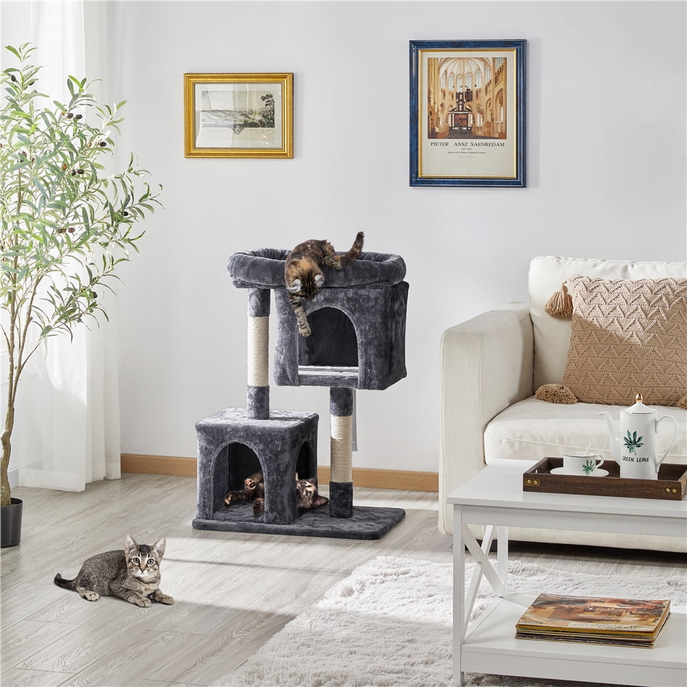 Renwick 33.5" Height Small Cat Tree Tower with 2 Condos, Dark Gray - Image 7