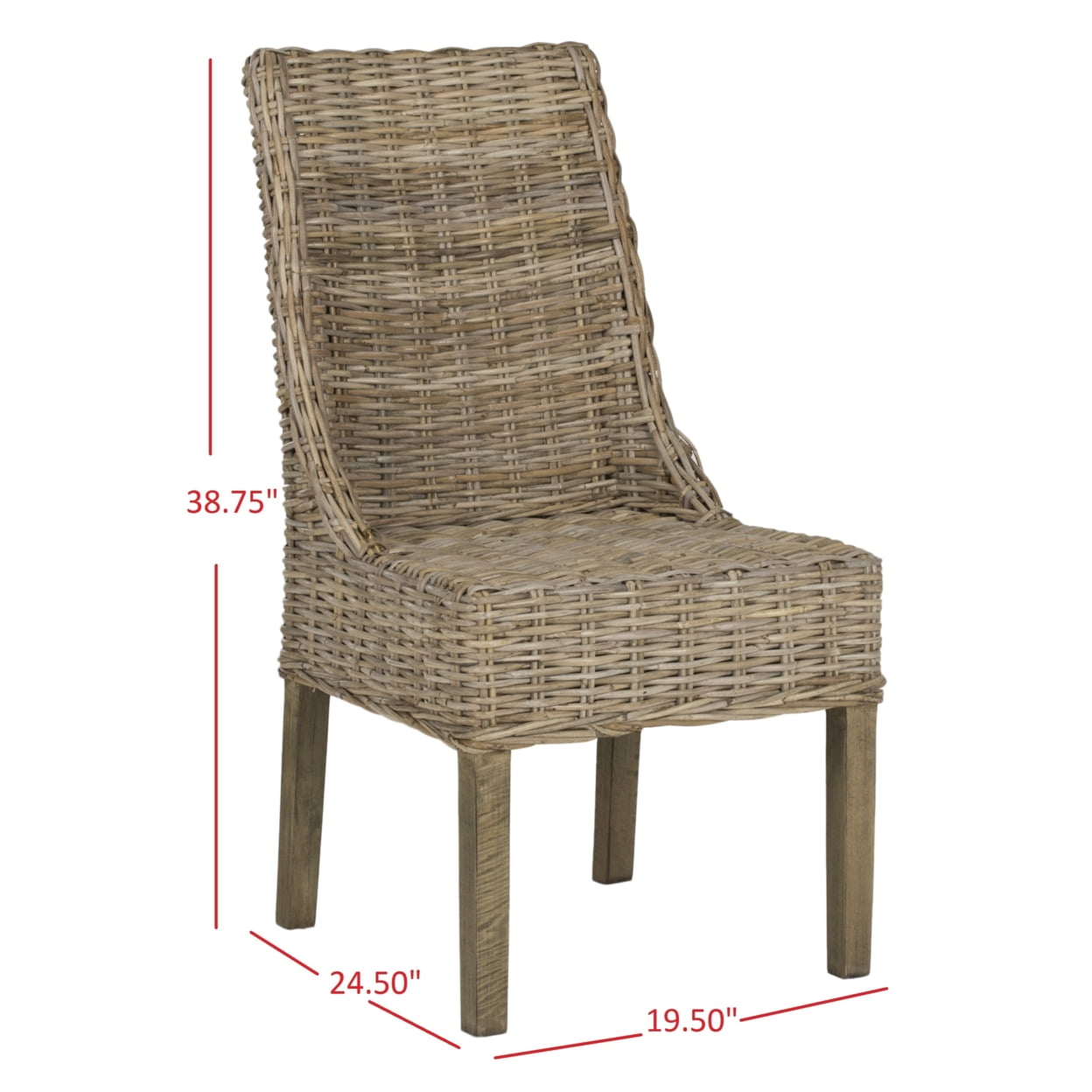 SAFAVIEH Suncoast Nautical Rattan Solid Dining Parsons Chair, Natural (Set of 2) - Image 3