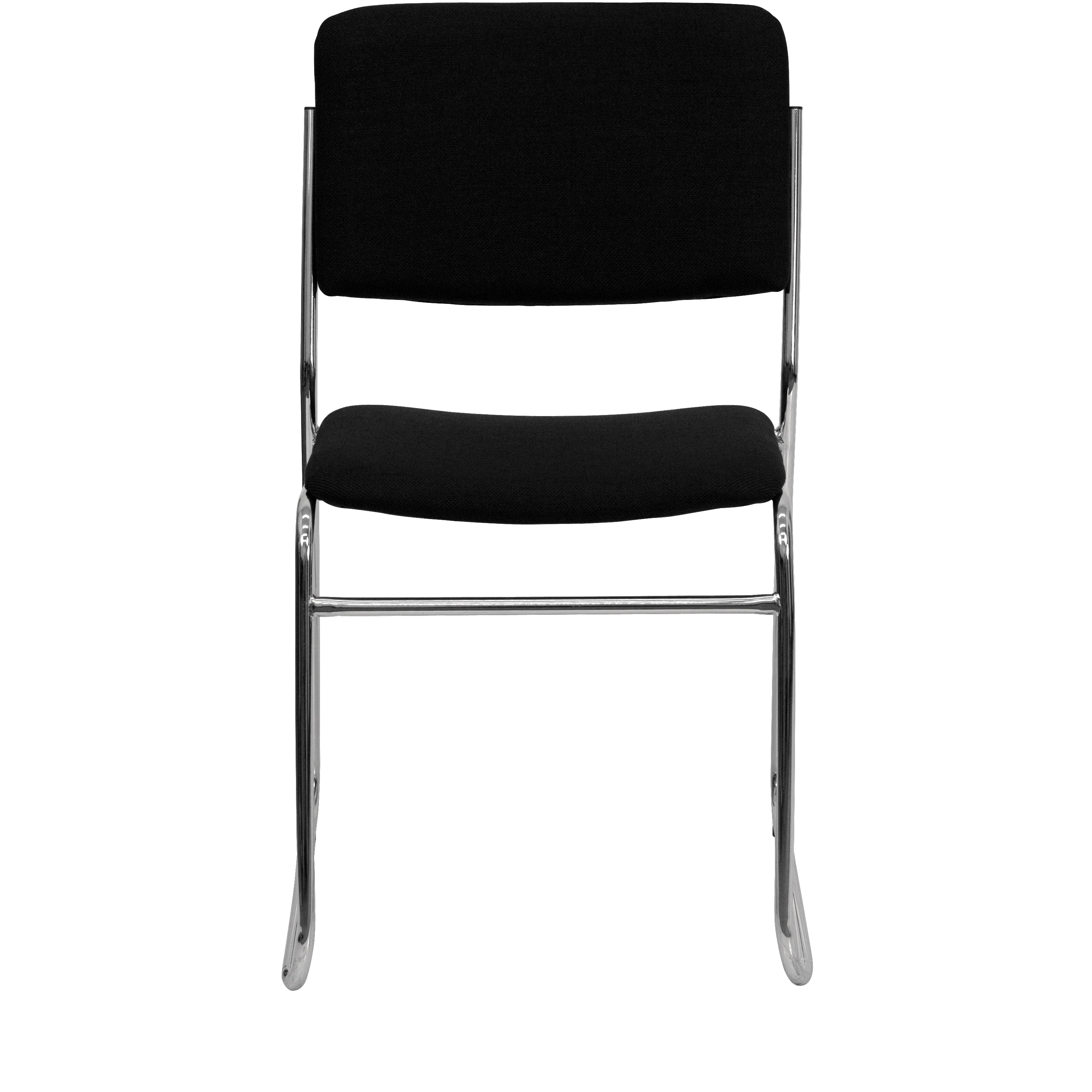 Flash Furniture 500 lb. Capacity Black Fabric High Density Stacking Chair with Chrome Sled Base - Image 5