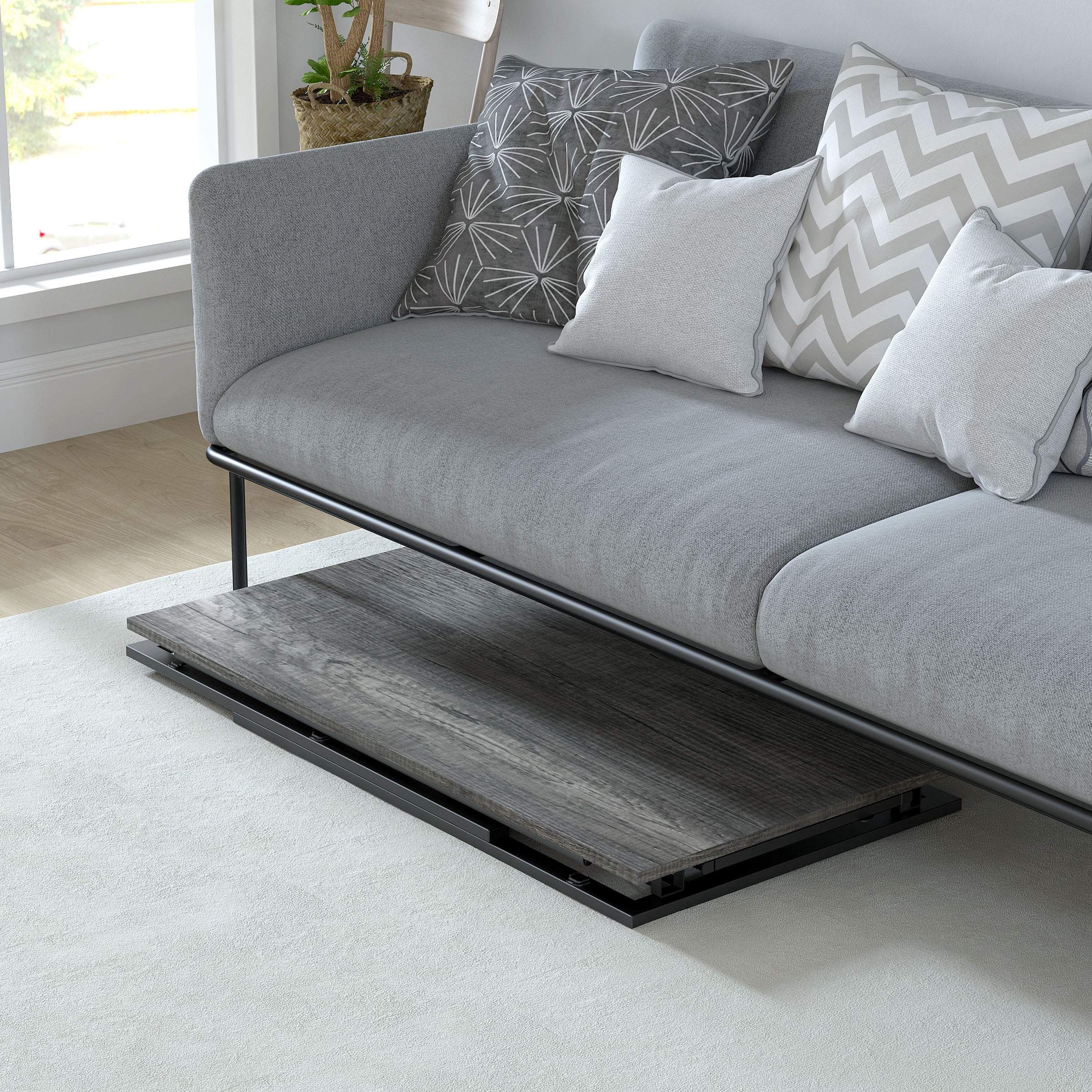 GEZEN Folding Desk Console Table No-Assembly Study Office Desk Small Spaces, Black Oak - Image 4