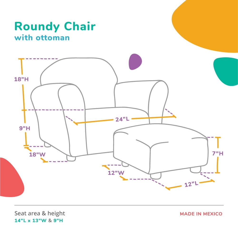 Keet Roundy Children's Chair Microsuede Brown with ottoman - Image 2