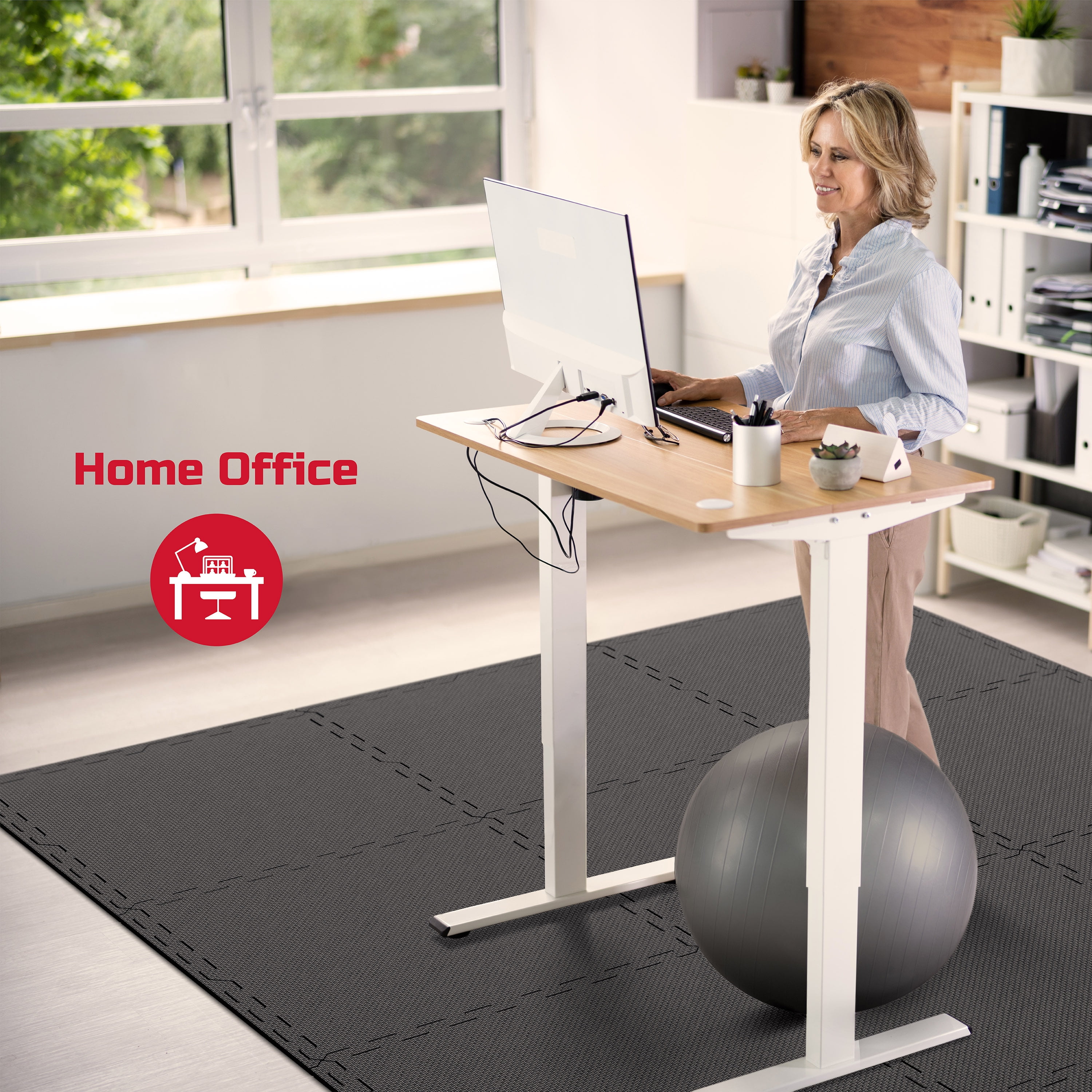 FitRx Pro Mat Exercise Mat, 12-Pack 24" x 24" Interlocking Foam Floor Tiles for Home Gym EVA Foam Mat, 48 sq. ft. - Image 8