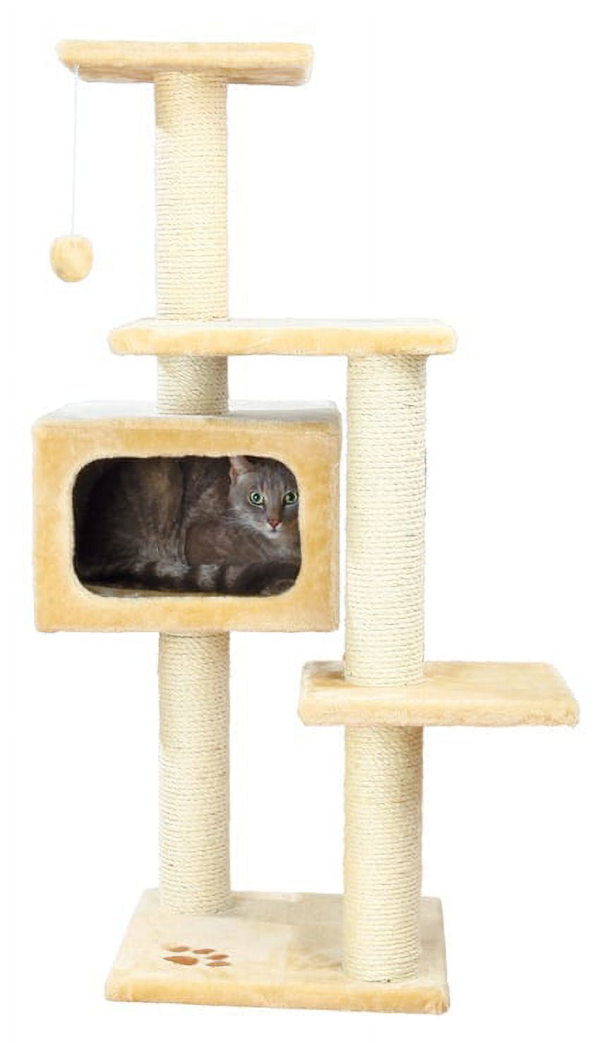 TRIXIE Palamos Plush & Sisal 4-Level 43" Cat Tree with Scratching Posts & Condo, Beige - Image 2