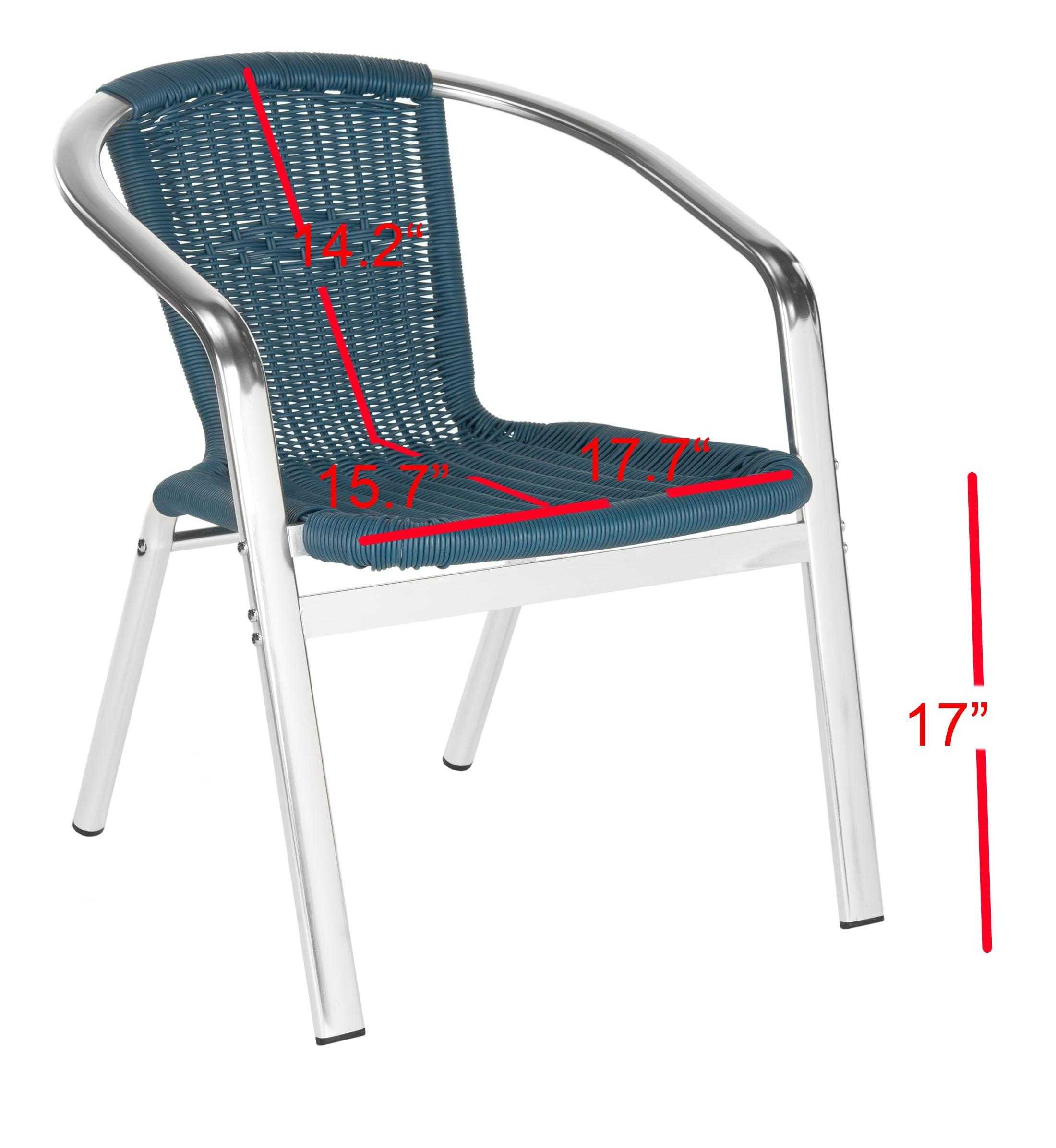 SAFAVIEH Wrangell Outdoor Patio Stacking Arm Chair,Teal, Set of 2 - Image 7