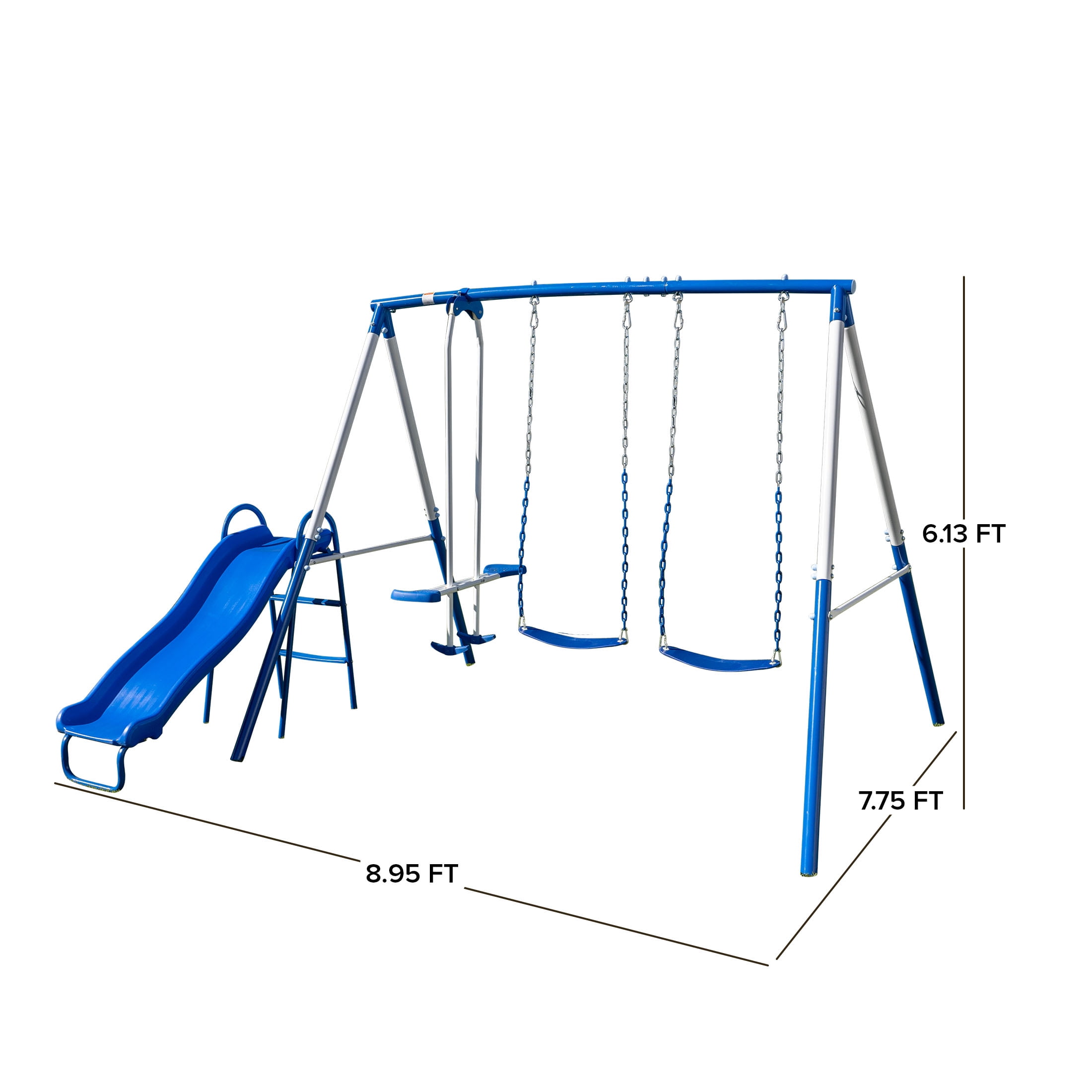 Sportspower Albany Metal Swing Set for Kids Ages 3-8 with 2 Sling Swings, 2-Person Glider, & Lifetime Warranty on 5 ft Slide, Heavy-Duty Outdoor Playset with 6ft Steel Frame - Image 8