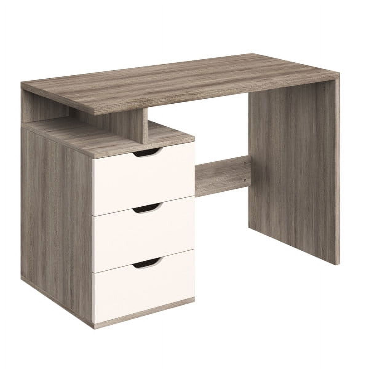 Lavish Home Computer Desk with Attached 3-Drawer File Cabinet (White) - Image 6