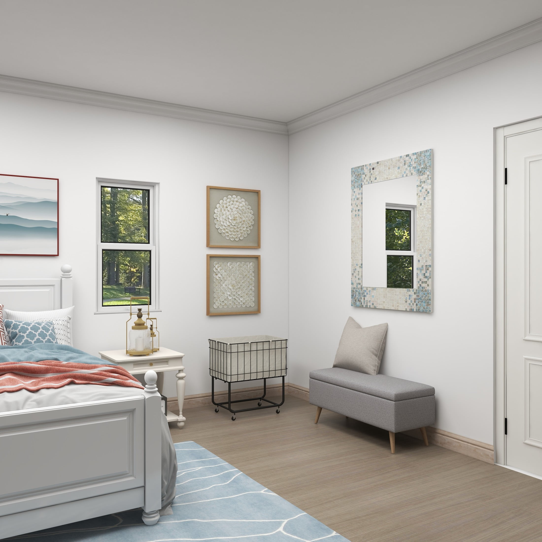 DecMode Black Metal Deep Set Wire Basket Storage Cart with Wheels and Fabric Lining - Image 5