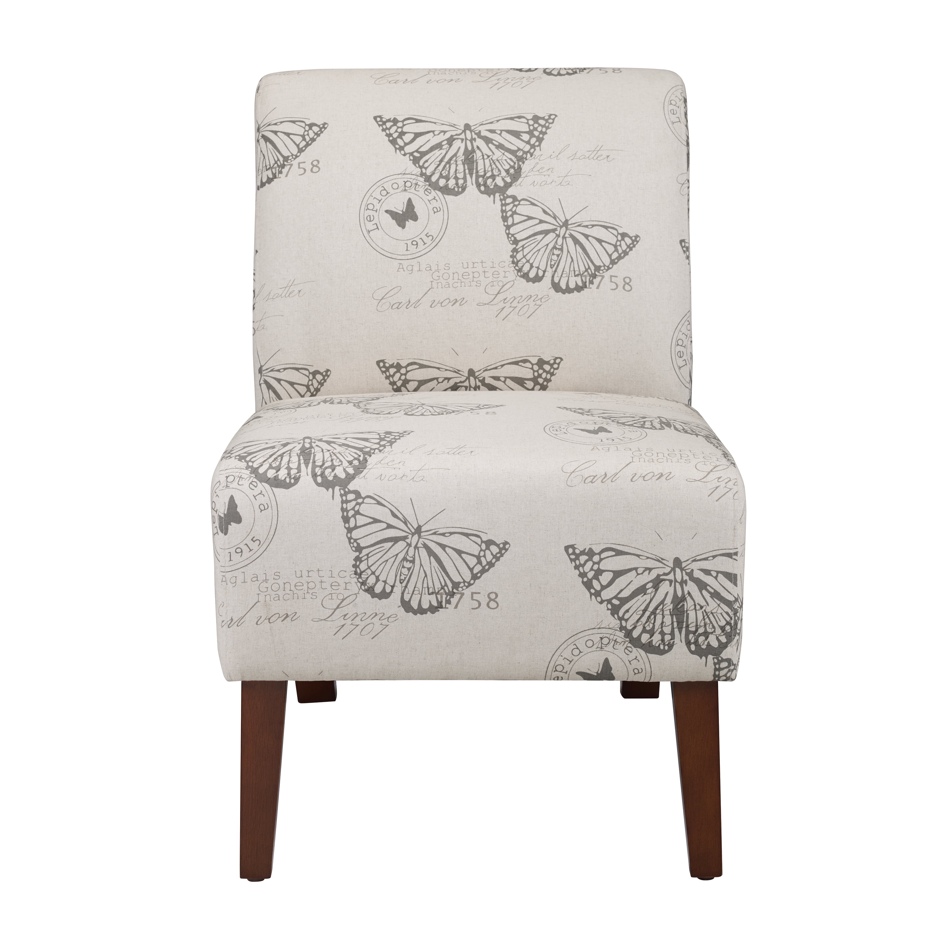 Linon Bynum Kid's Indoor Upholstered Slipper Accent Chair, Beige Butterfly Pattern - Image 6