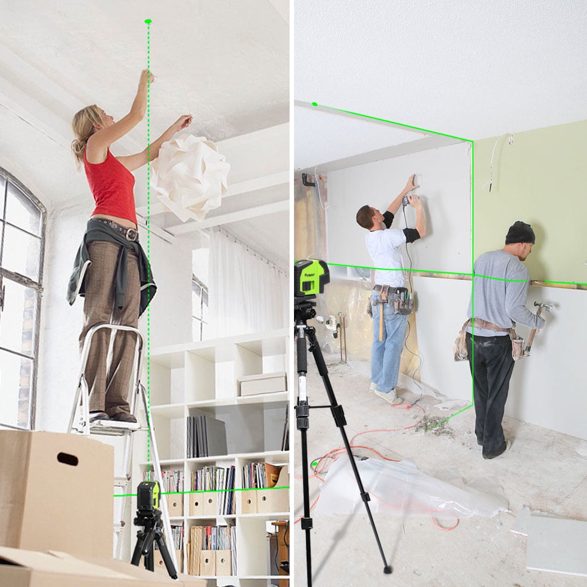 Huepar Cross Line Laser Level Green Beam Self-Leveling Laser Leveler Tools with 2 Plumb Dots 8211G - Image 5