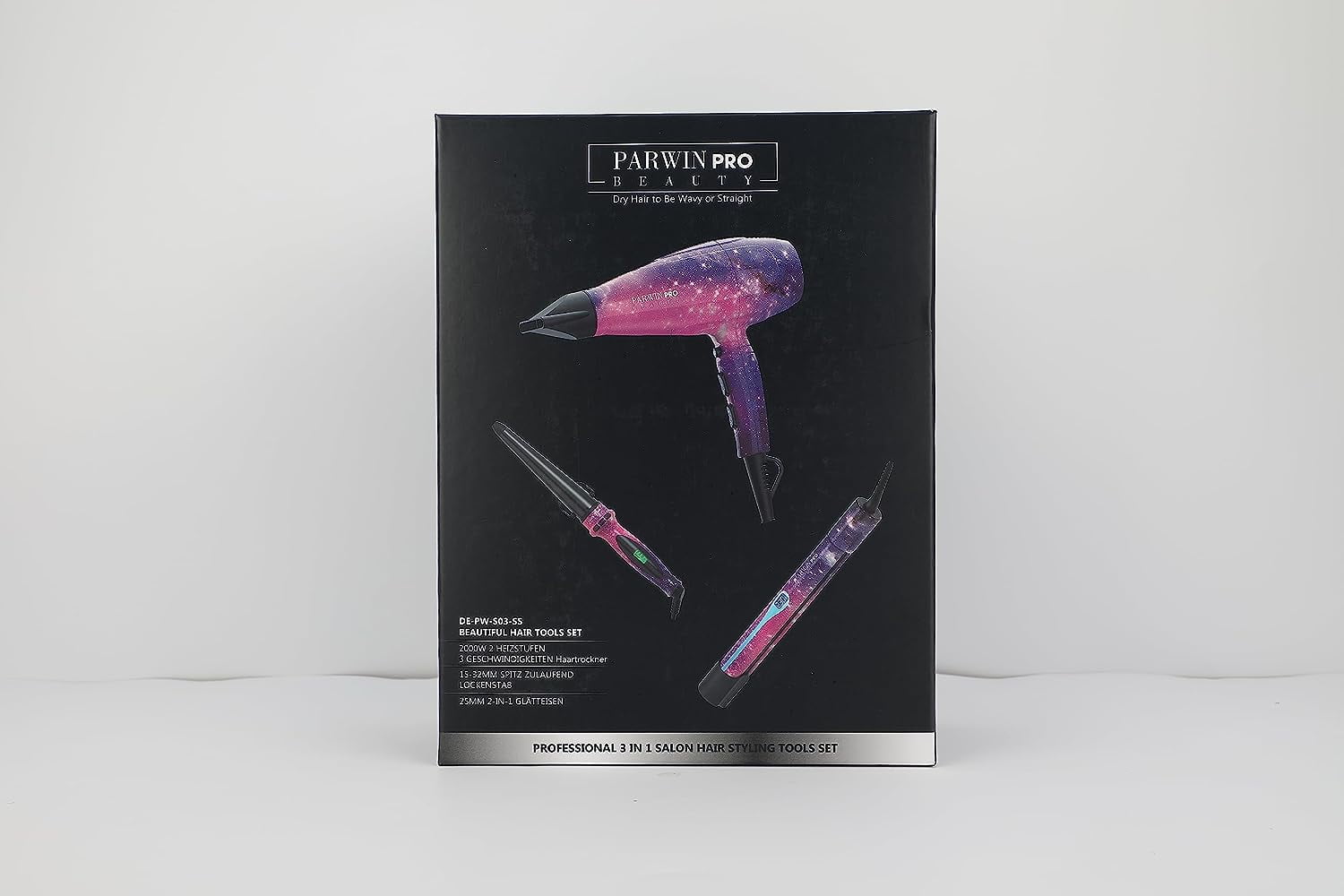 PARWIN PRO BEAUTY Titanium Hair Dryer Straightener Cone Curling Iron Combo | 1875W Power | Starry Color Upgraded model | Perfect Gift Styling Set - Image 9