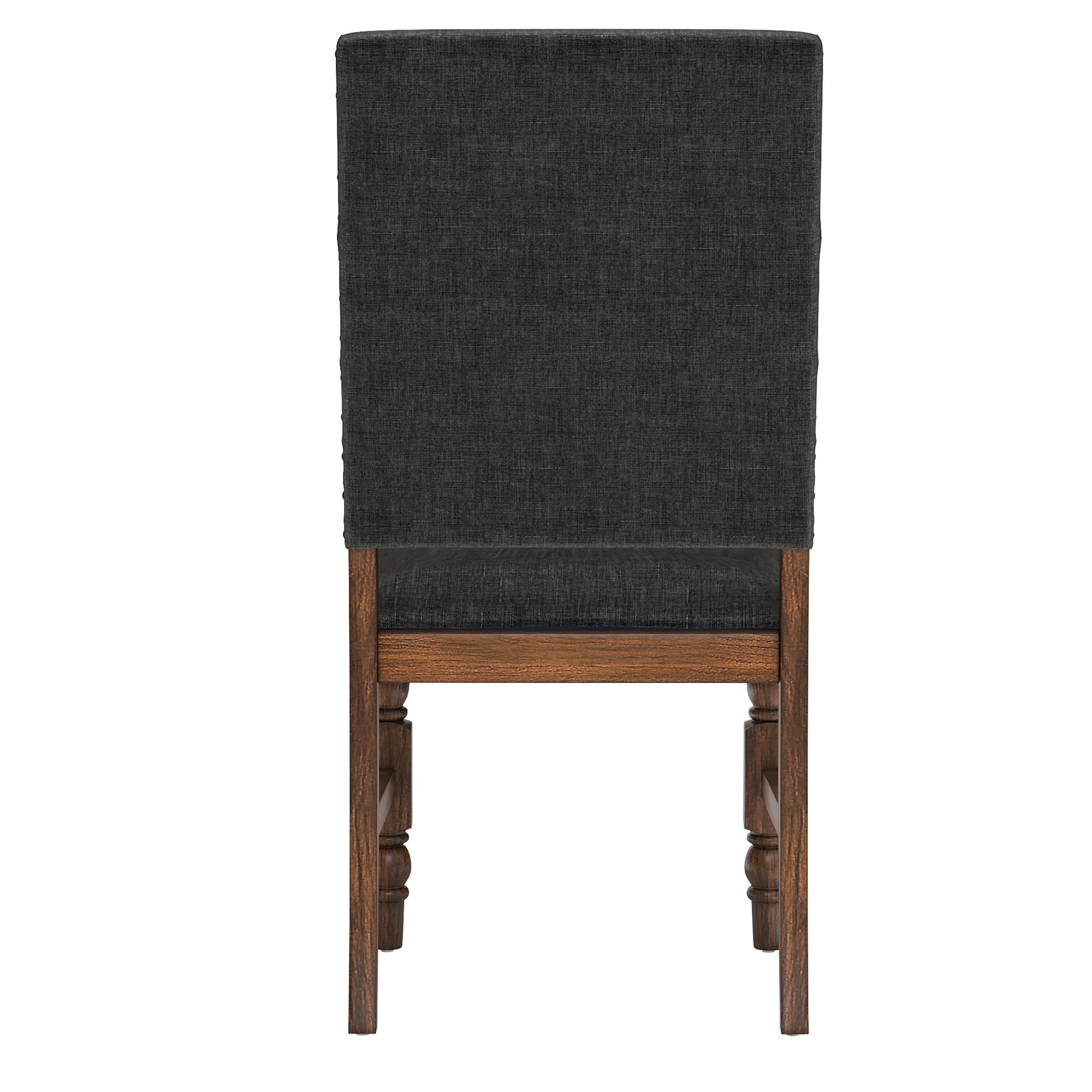 Weston Home Patterson Dark Oak Finish Upholstered Dining Chairs, Dark Grey Linen (Set of 2) - Image 5