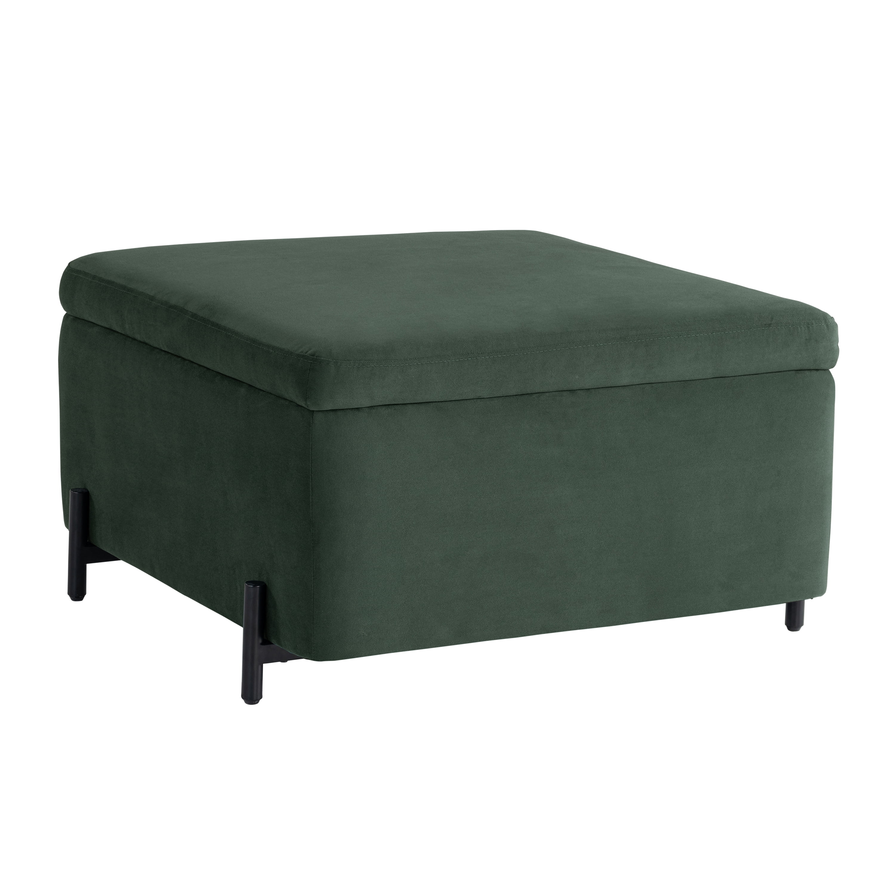 Studio Living Kingston Modern Large Storage Ottoman, Green Velvet Fabric - Image 2