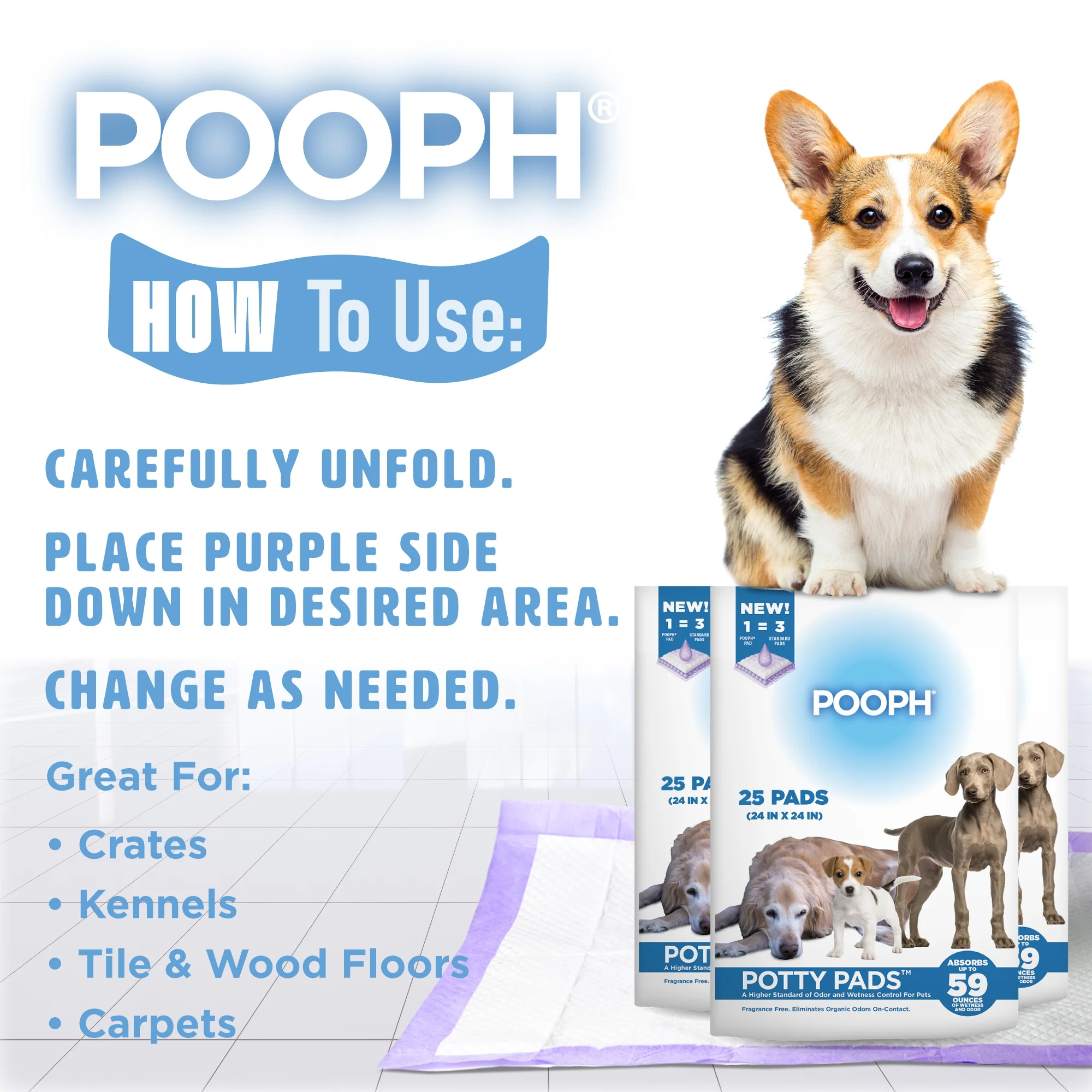 (4 pack) Pooph Potty Pads, 25 Count, Fragrance-Free, No Harsh Chemicals - Image 3