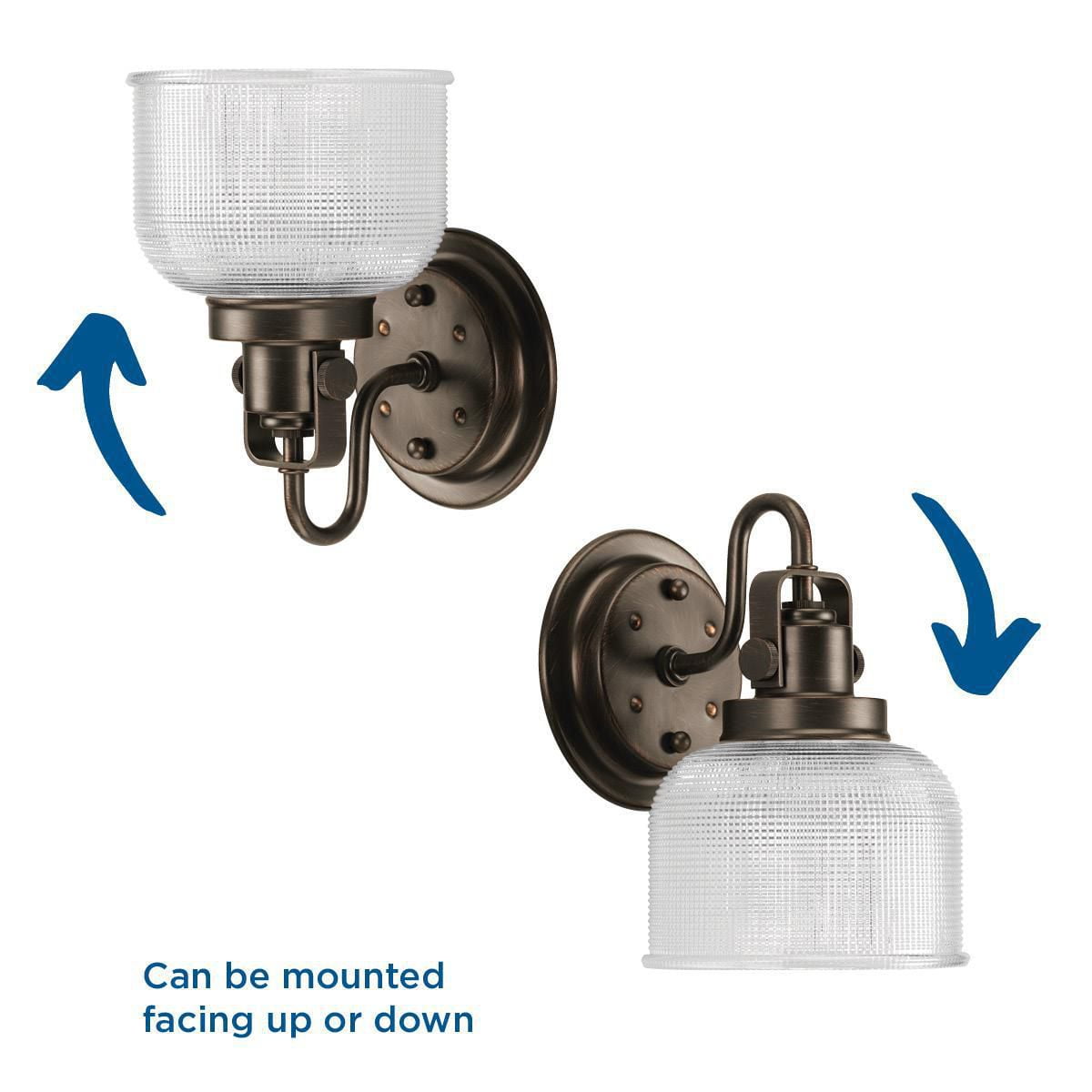 Archie Collection One-Light Venetian Bronze Clear Double Prismatic Glass Coastal Bath Vanity Light - Image 7