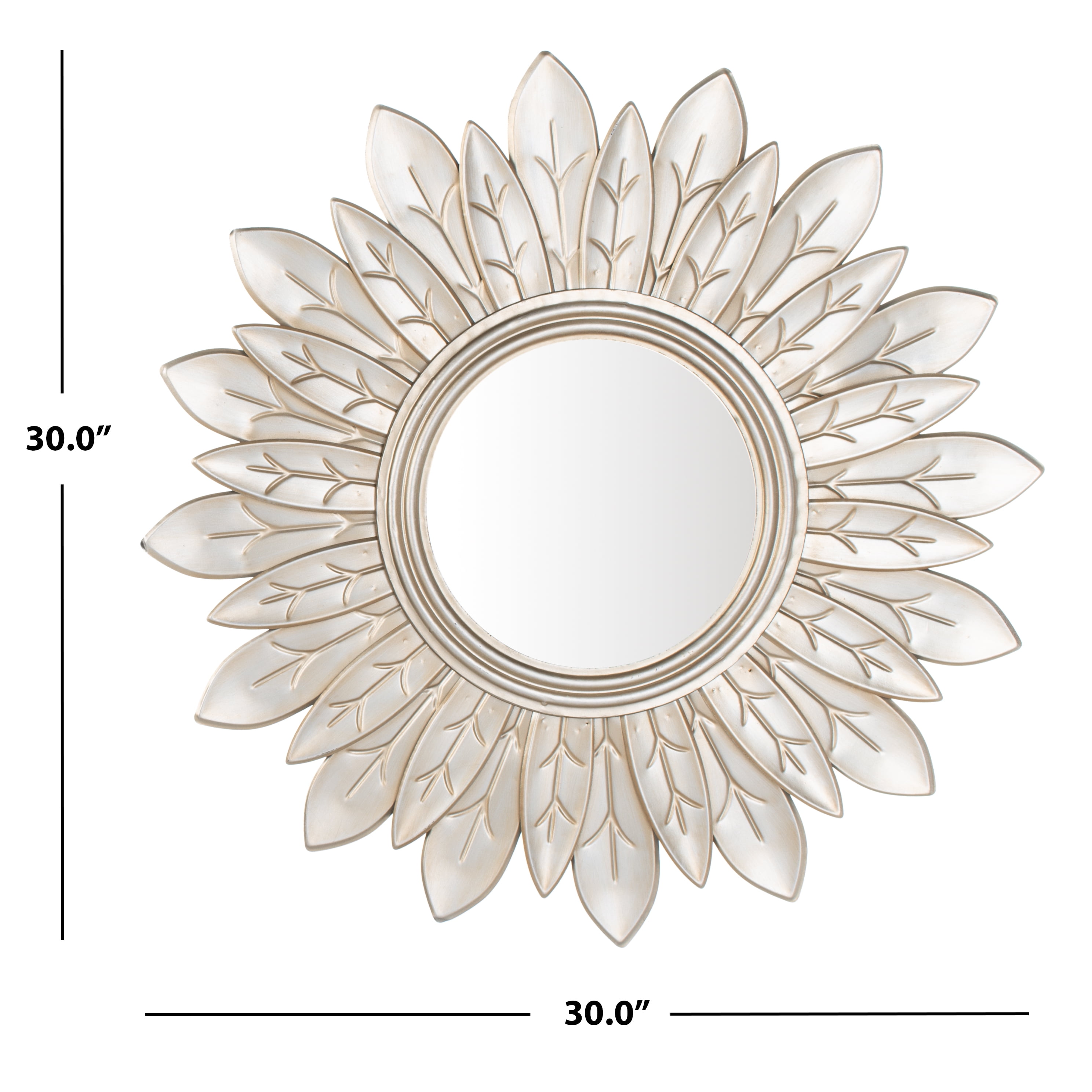 Safavieh Alba Solid Floral Round Sunburst Mirror - Image 3