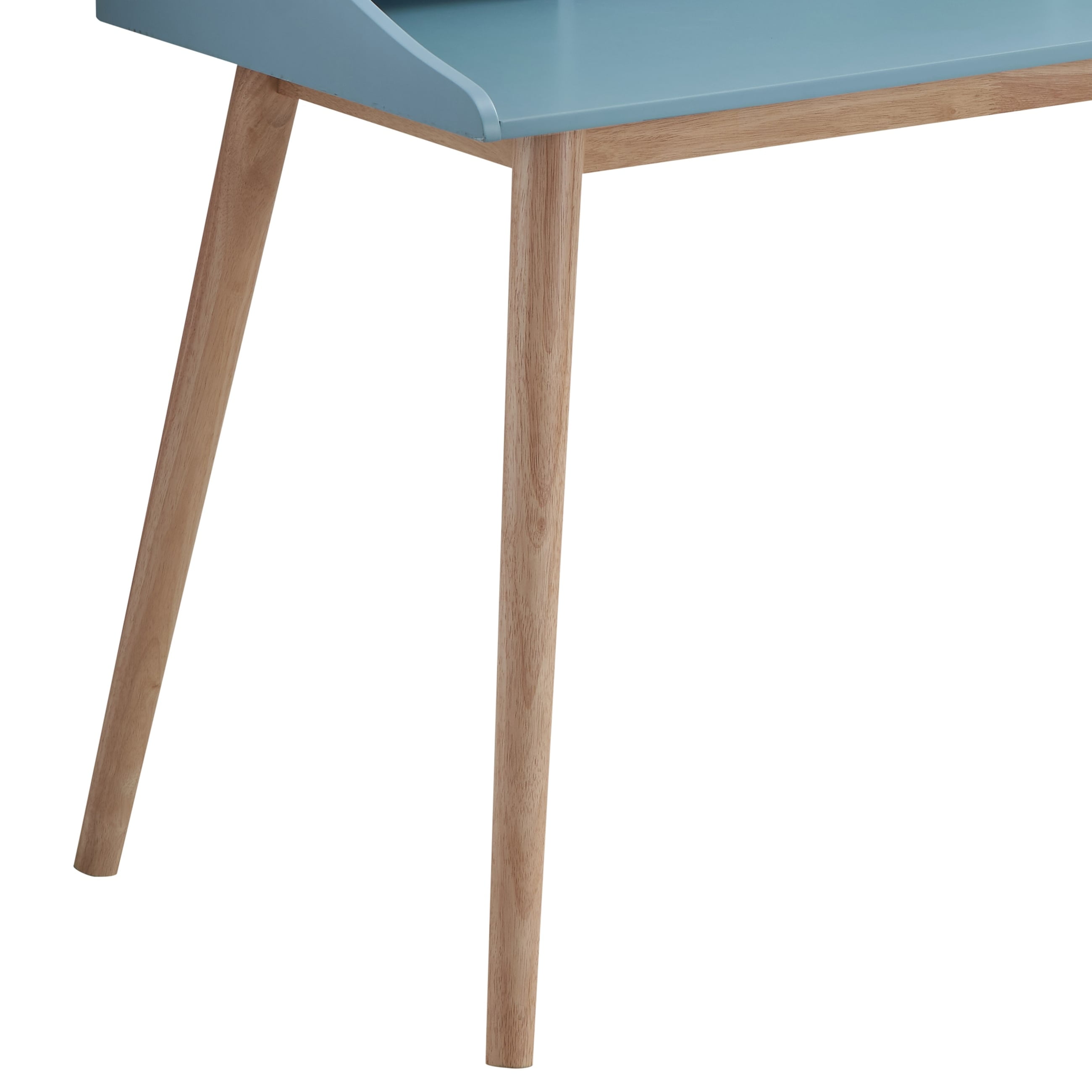 Roundhill Furniture Roskilde Solid Wood Writing Desk with Hutch in Blue - Image 2