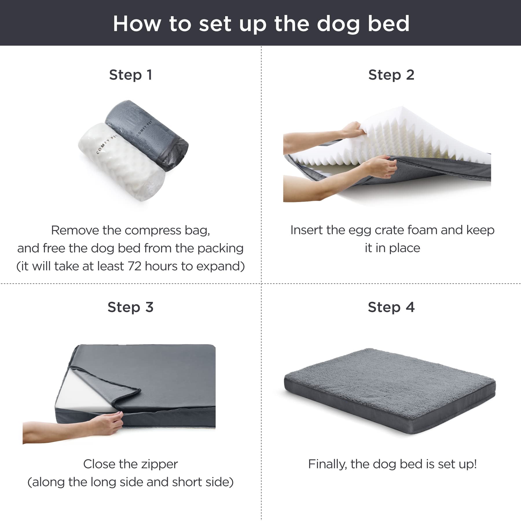 Large Dog Bed with Orthopedic Memory Foam Mattress Edition Pet Bed for Dogs & Cats, Jumbo, 40"x30", Up to 90lbs, Waterproof Liner & Washable Cover - Image 7