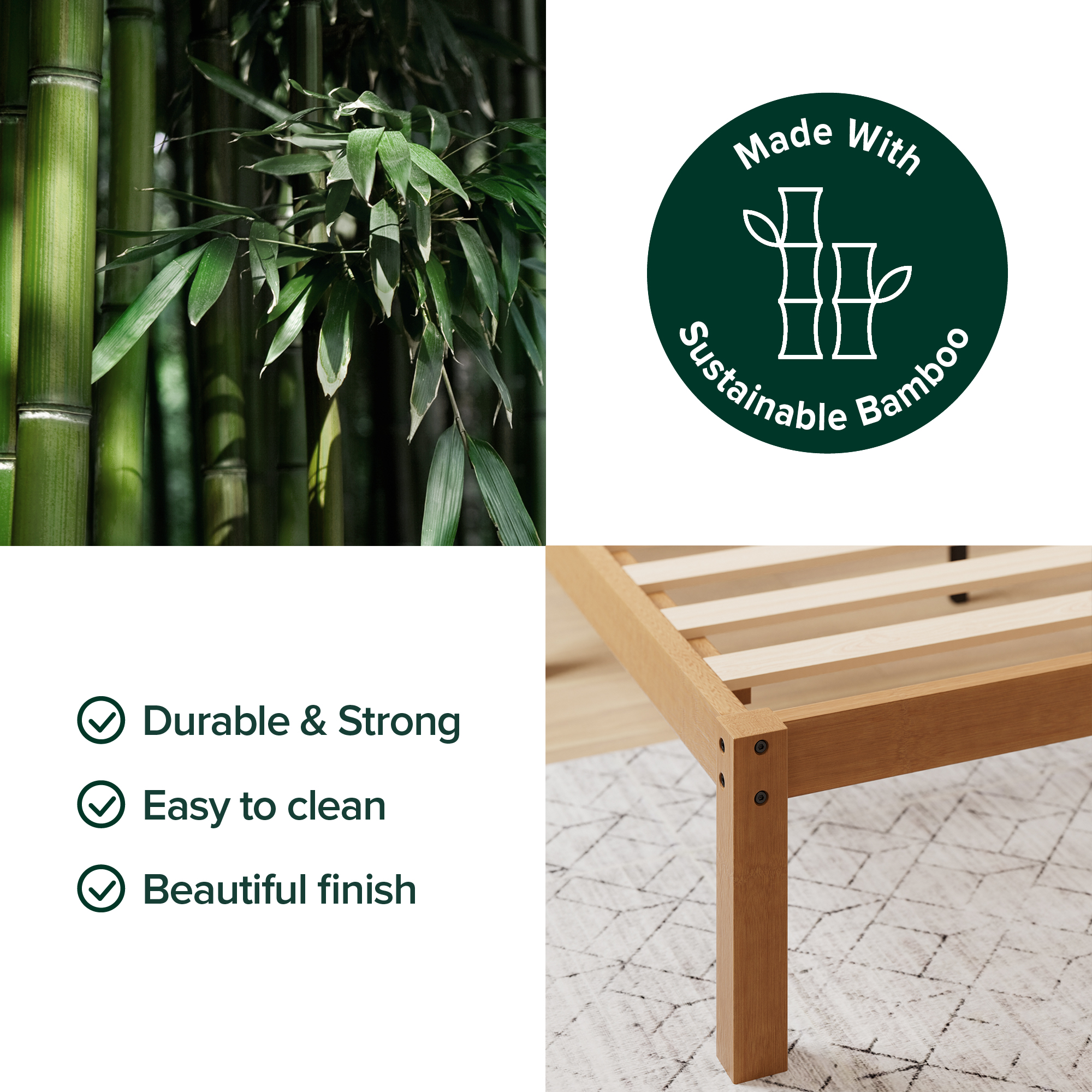 Zinus Maddie Bamboo Platform Bed Frame, Queen - Image 4