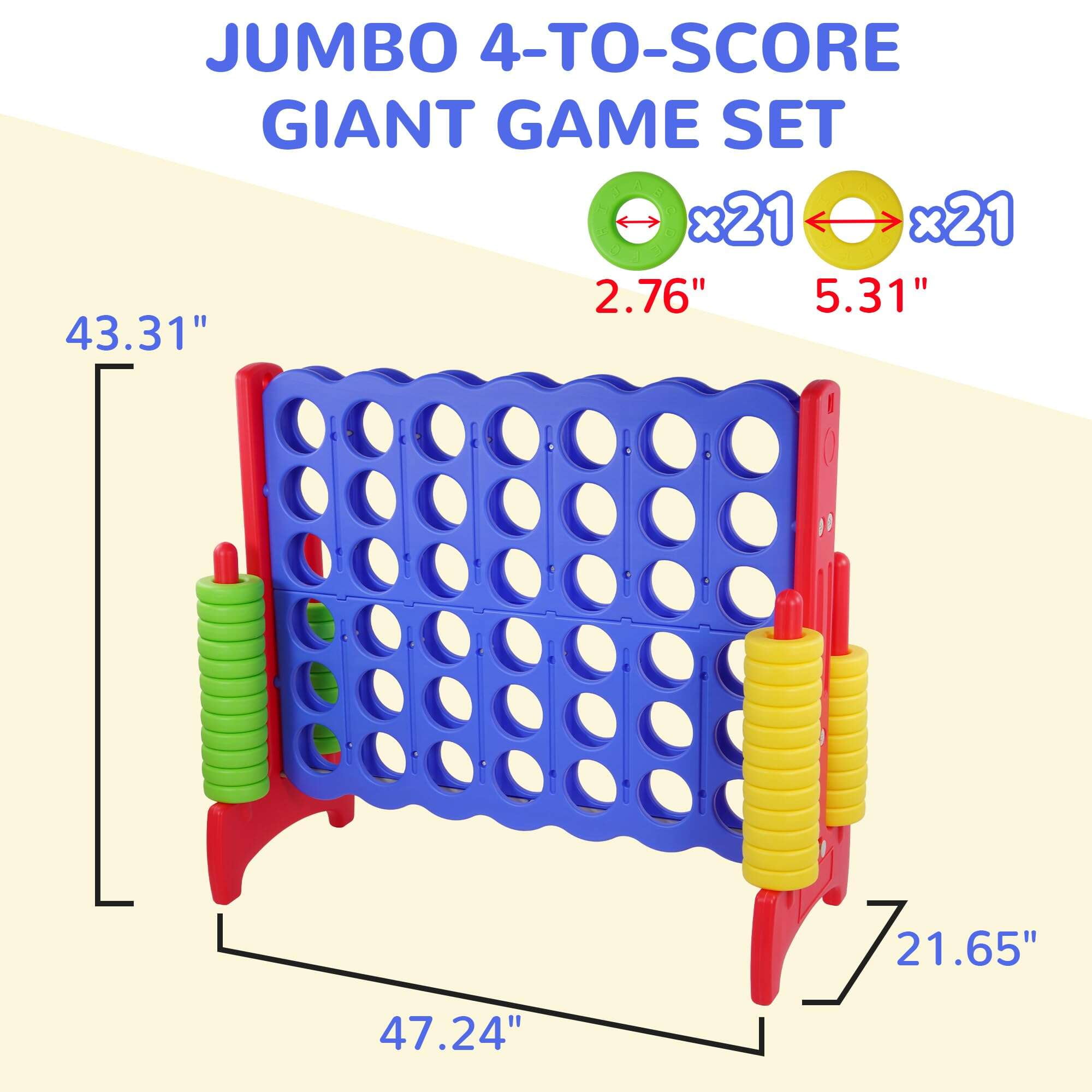 Giant 4-to-Score Game Set, 4-in-A-Row Jumbo with 42 Jumbo Rings & Quick-Release Slide, 3.6FT Tall Indoor & Outdoor Yard Family Connect Game, Holiday Party & Family Game, Large - Image 4