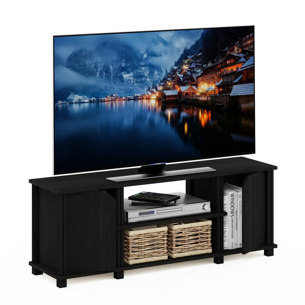 Furinno Brahms TV Stand with Shelves and Storage, Espresso/Black - Image 6