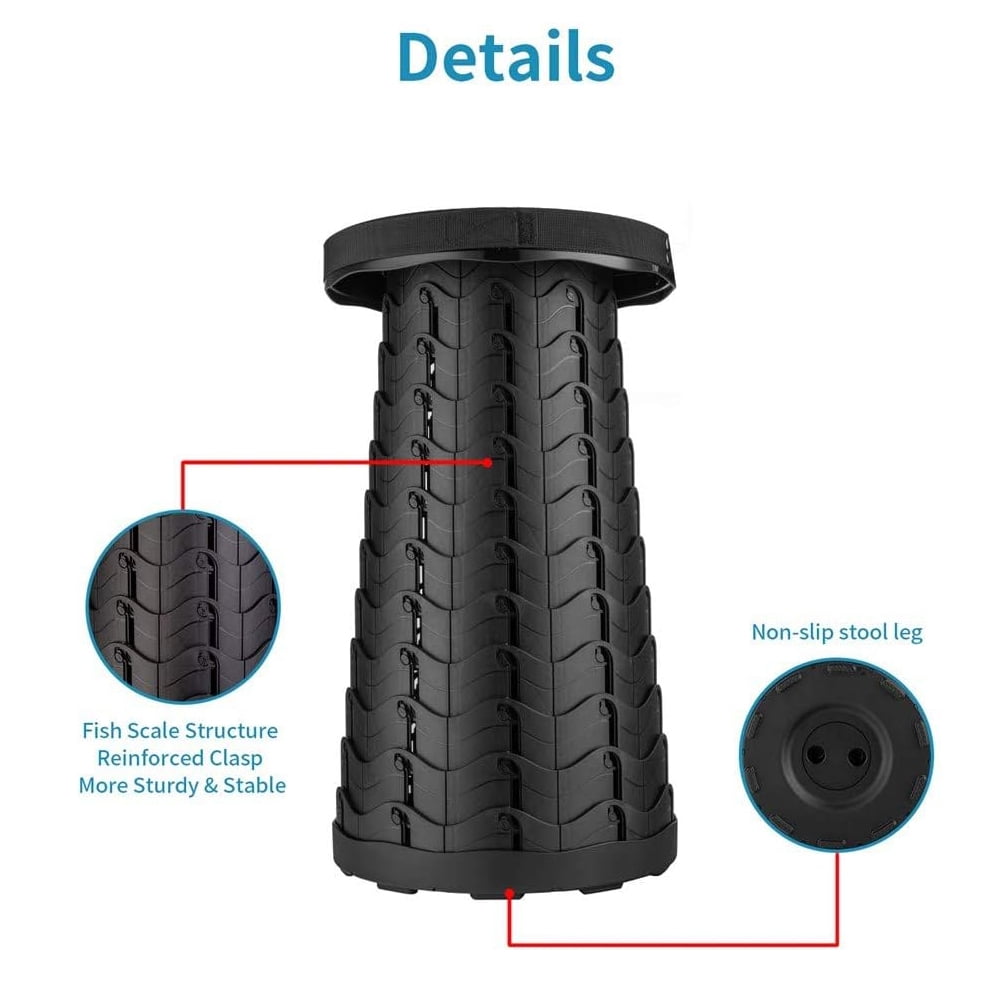 KAERMU Upgraded Folding Stool, Lightweight and Sturdy Fish Scale Structure, for Camping, Black - Image 5