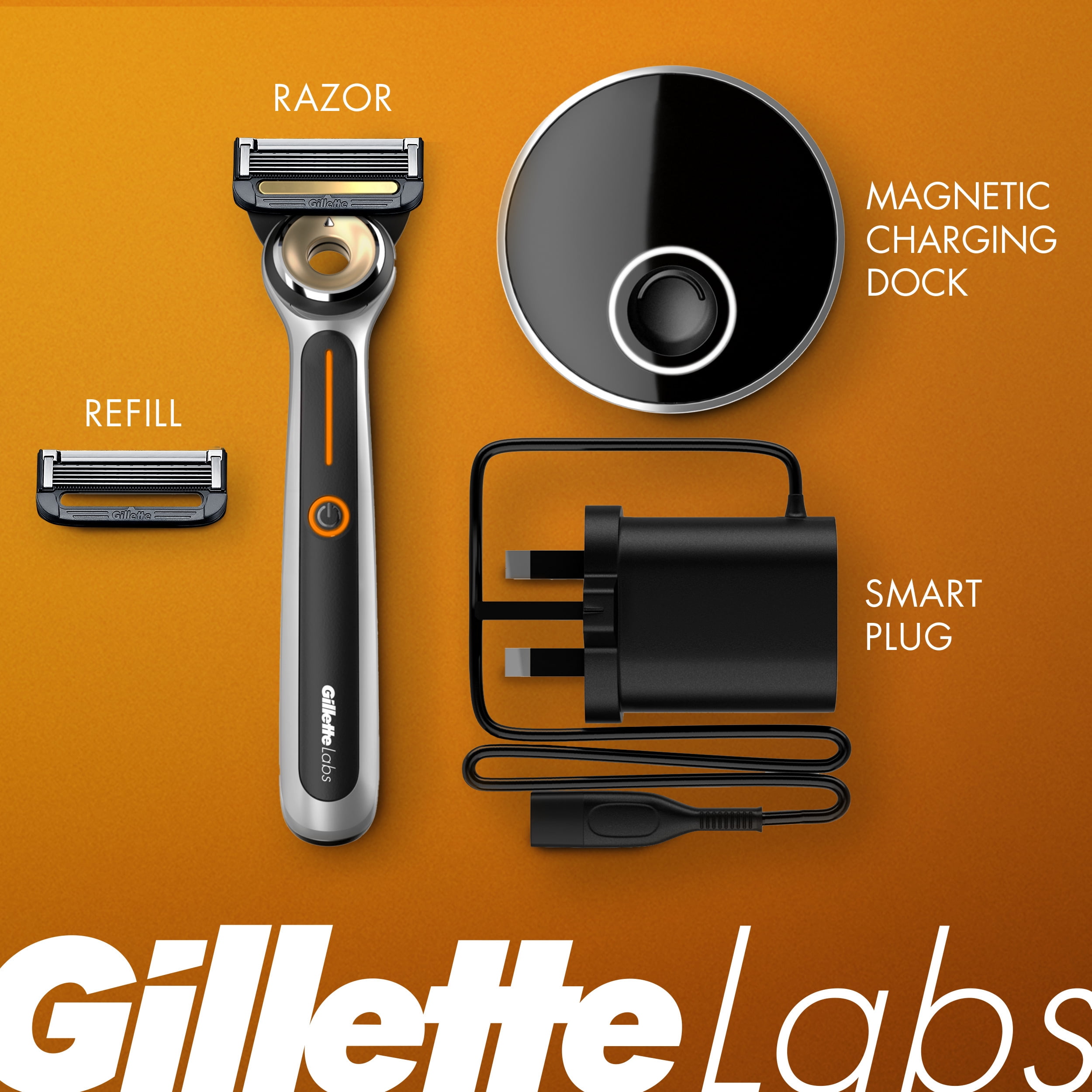 Gillette Labs Men's Heated Razor Starter Kit - 1 Handle, 2 Blade Refills, 1 Charging Dock, Black - Image 6