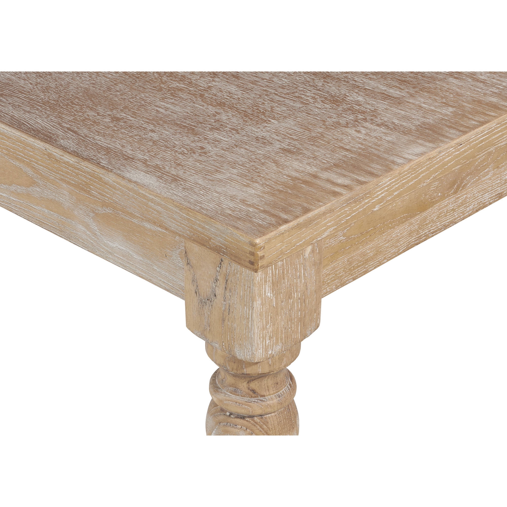 Linon Avalon Oak Wood Dining Table Decorative Turned Legs in Light Natural Brown - Image 2
