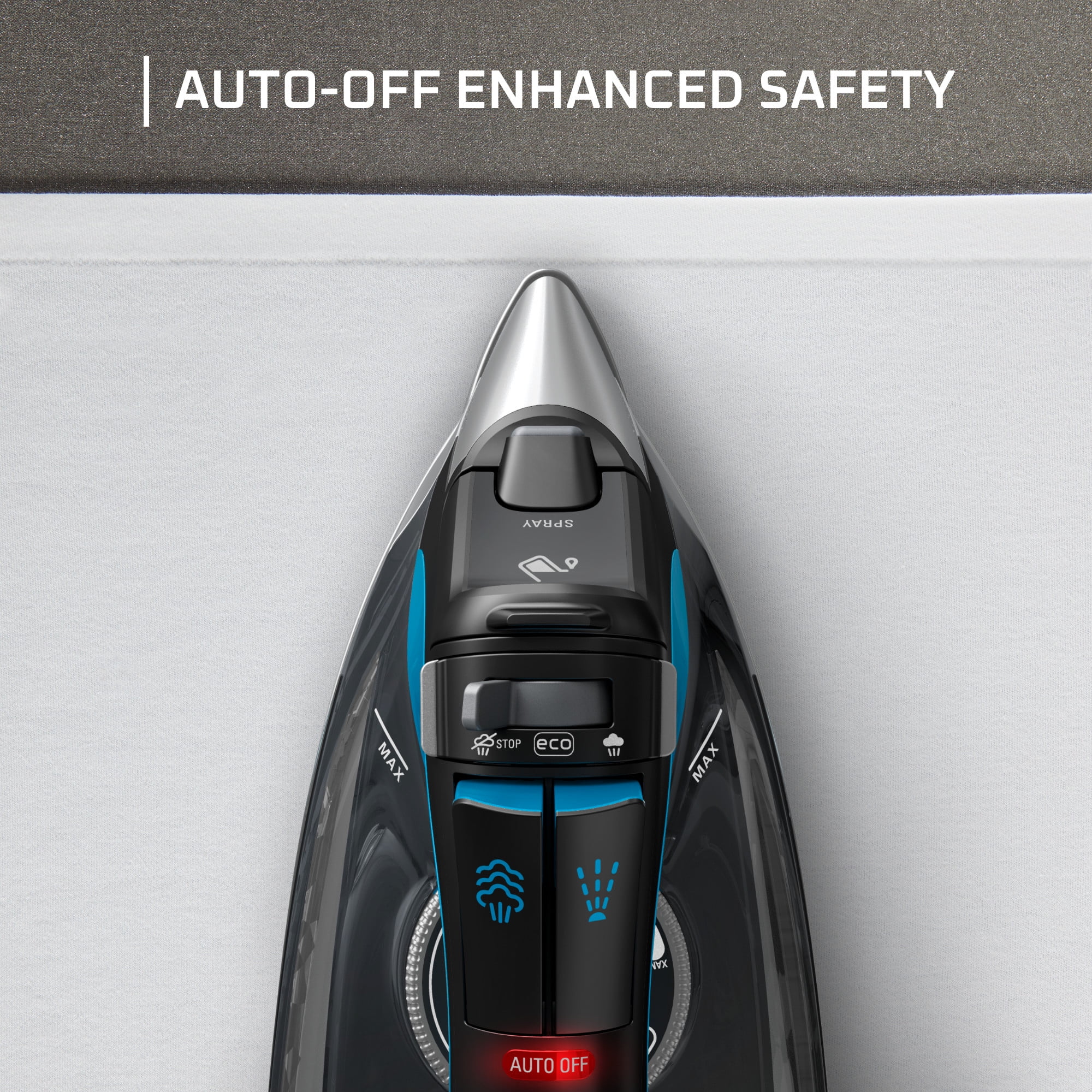 Rowenta Focus Excel Steam Iron for Clothes, Stainless Steel Soleplate, 1750 Watts, Black & Blue, DW5280 - Image 7