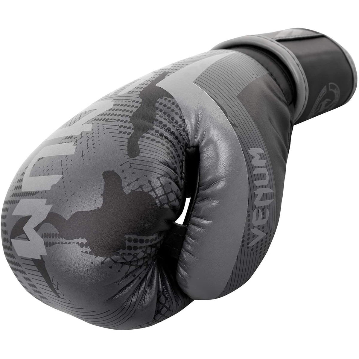 Venum Elite Hook and Loop Boxing Gloves - 10 oz. - Black/Dark Camo - Image 7