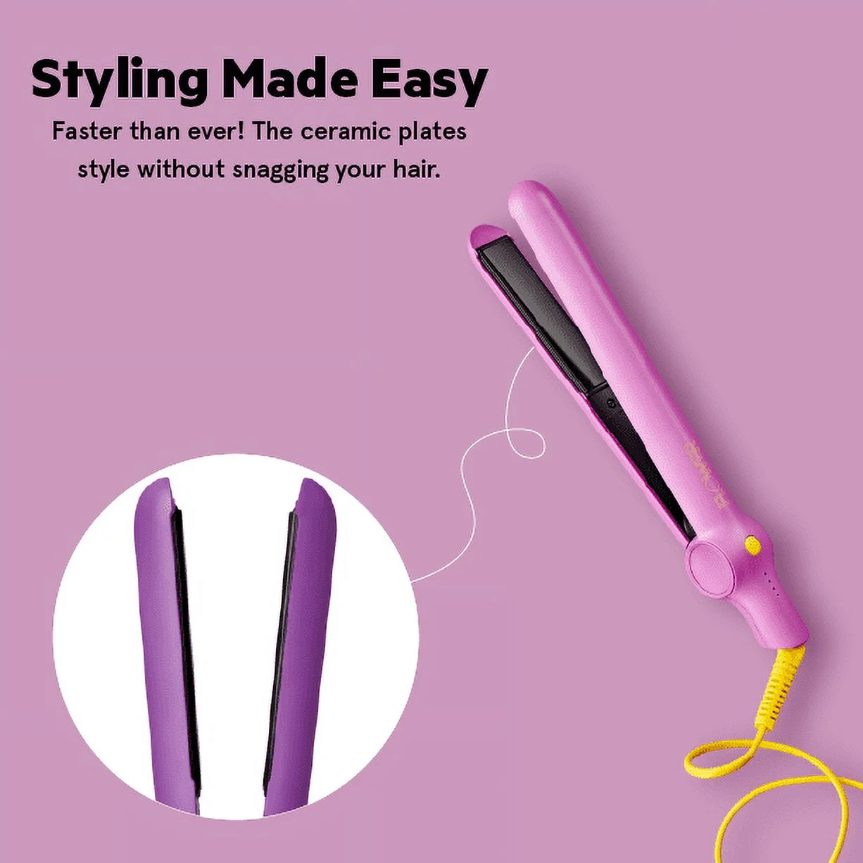 FLOWER Hair Tools Professional 1" Ceramic Tourmaline Flat Iron Hair Straightener, Purple - Image 9
