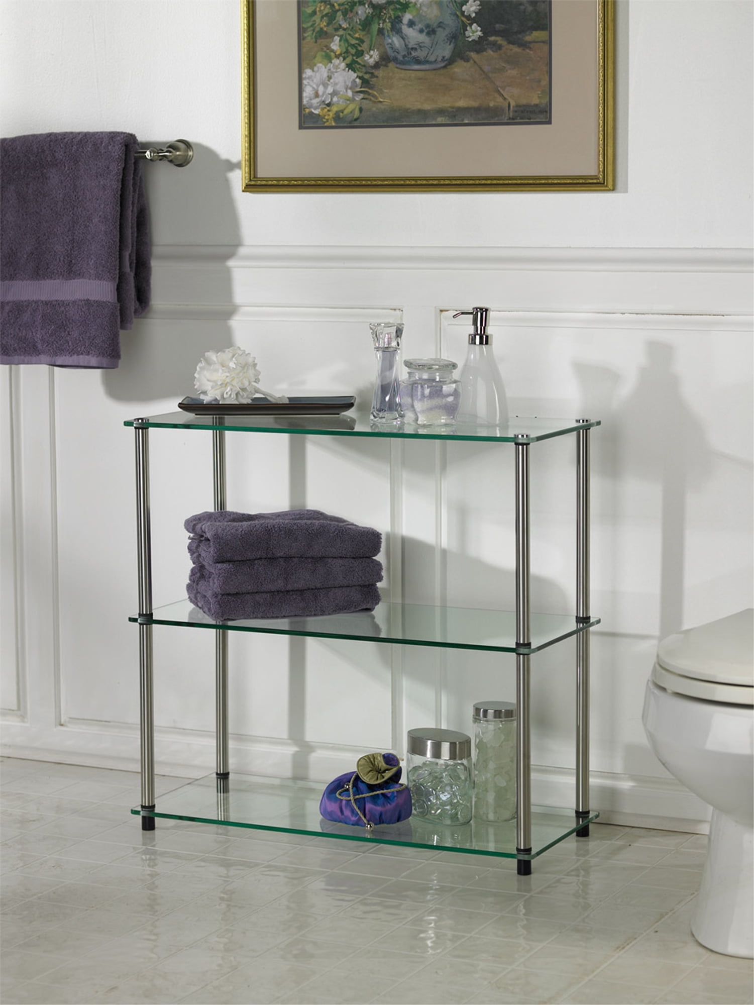 Convenience Concepts Designs2Go Three-Shelf Classic Clear Glass Bookcase - Image 4