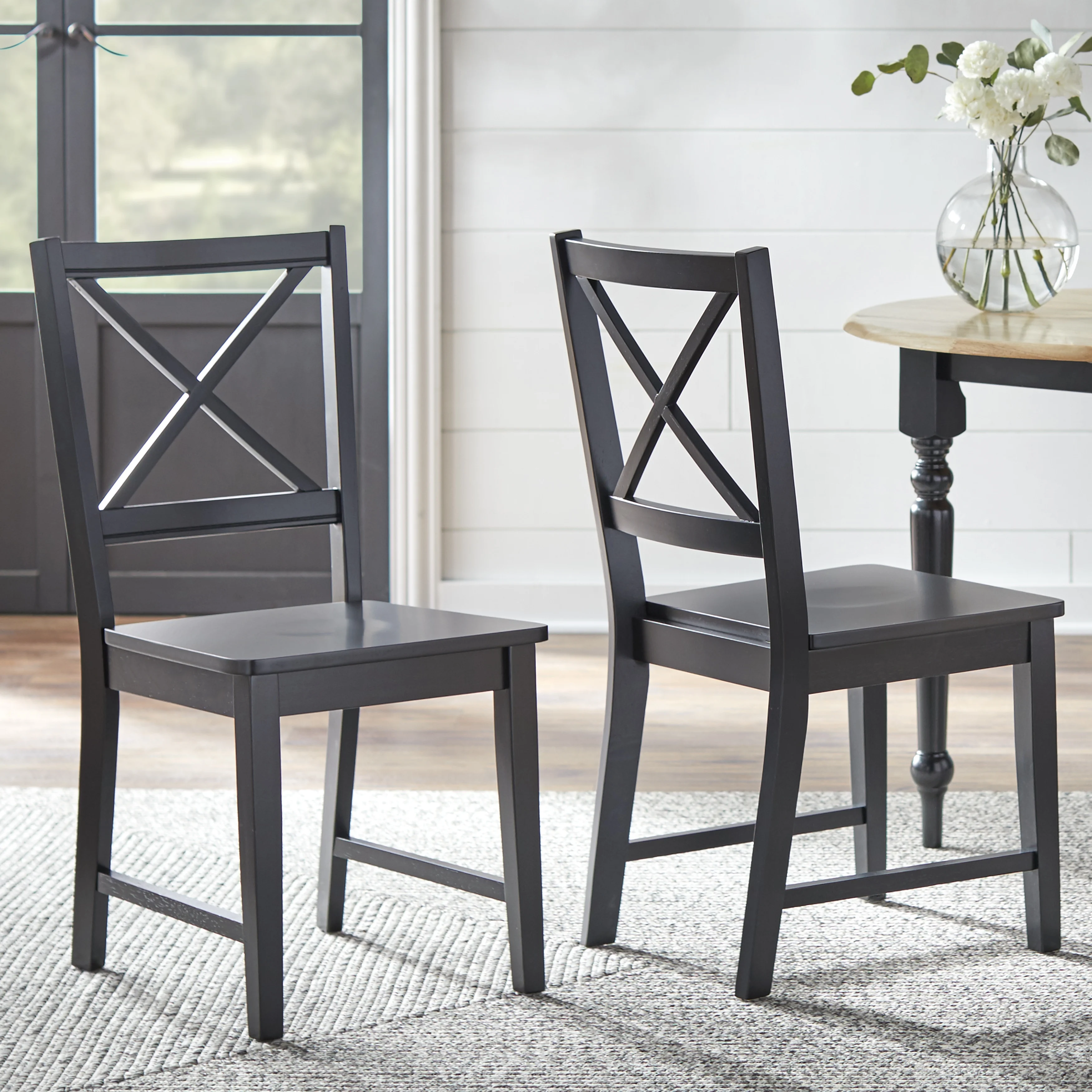 TMS Virginia Indoor Cross-Back Dining Chair, Set of 2, Black - Image 6