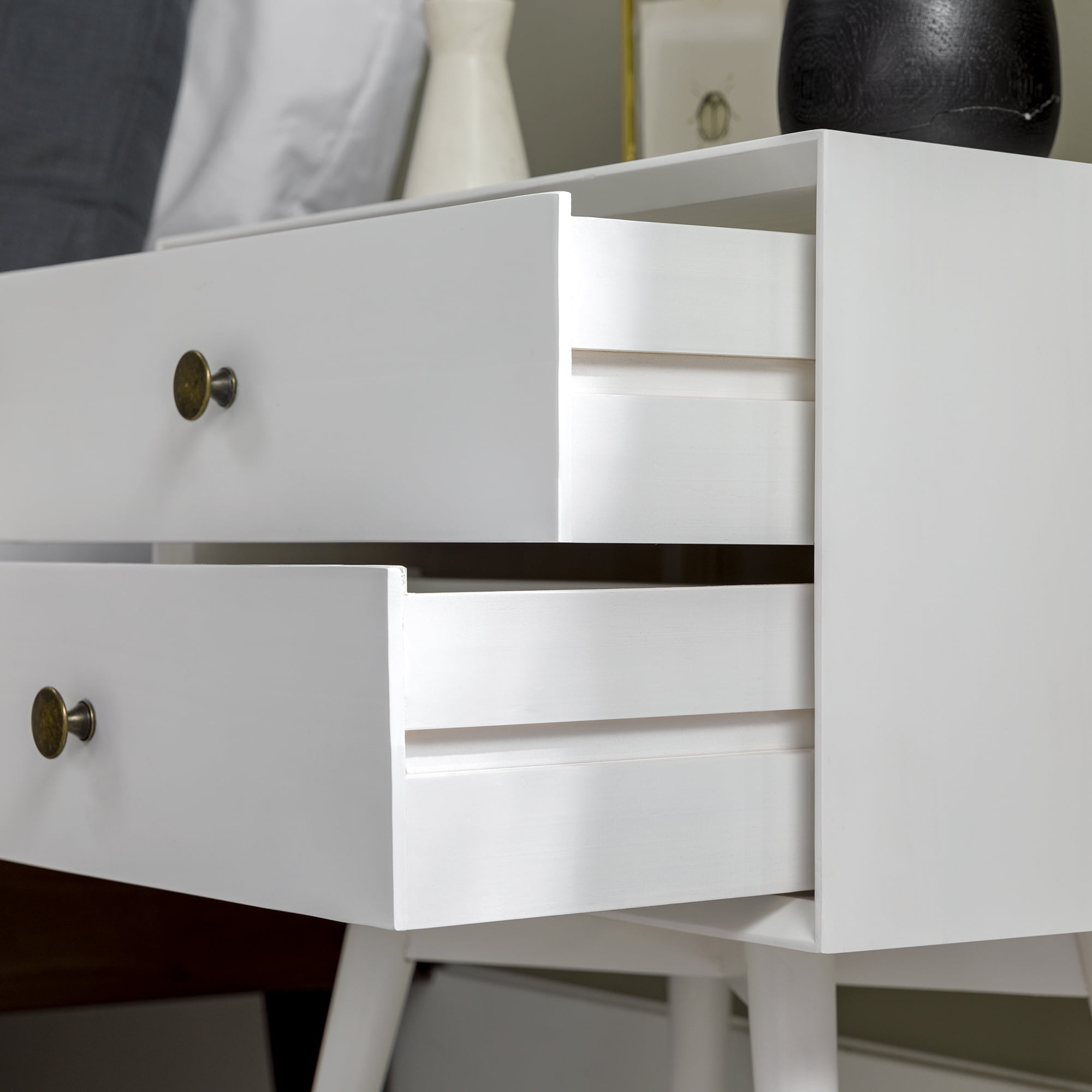 Walker Edison Mid Century Modern 2 Drawer Nightstand, White - Image 20
